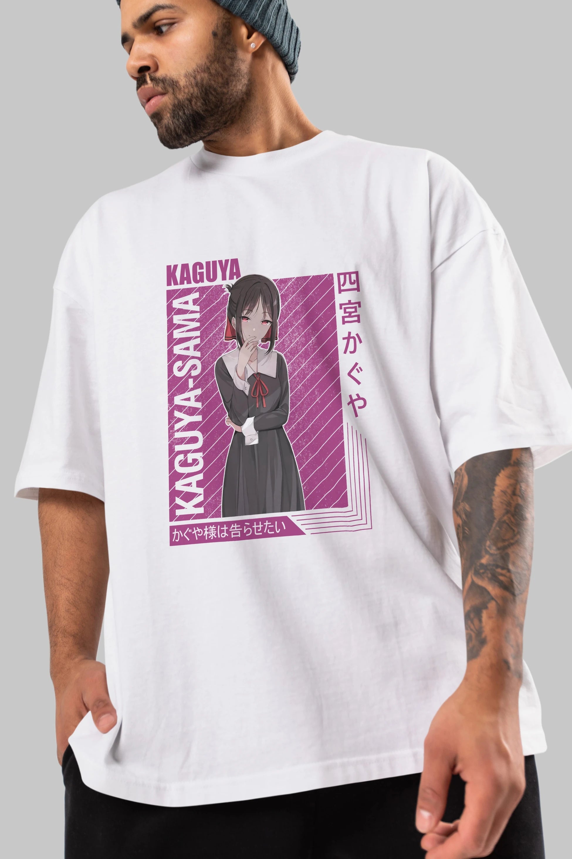 Kaguya Shinomiya 4 1 Anime Ön Baskılı Oversize t-shirt %100 pamuk Erkek Kadın Unisex