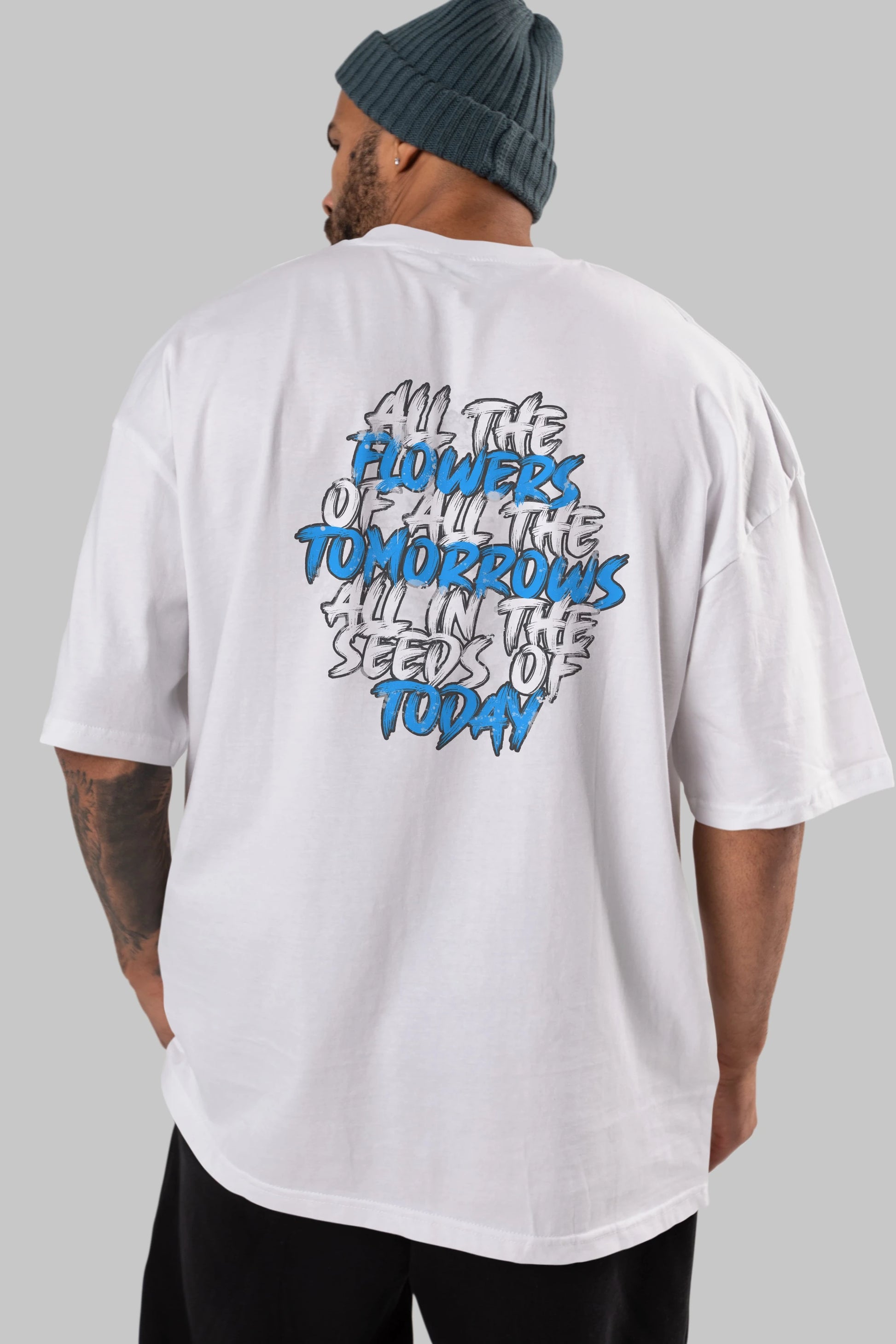 All The Flowers Arka Baskılı Oversize t-shirt Erkek Kadın Unisex