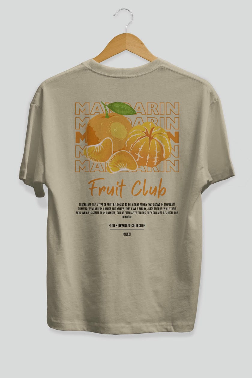 Mandarin Arka Baskılı Oversize t-shirt Erkek Kadın Pamuk Bisiklet Yaka tişort