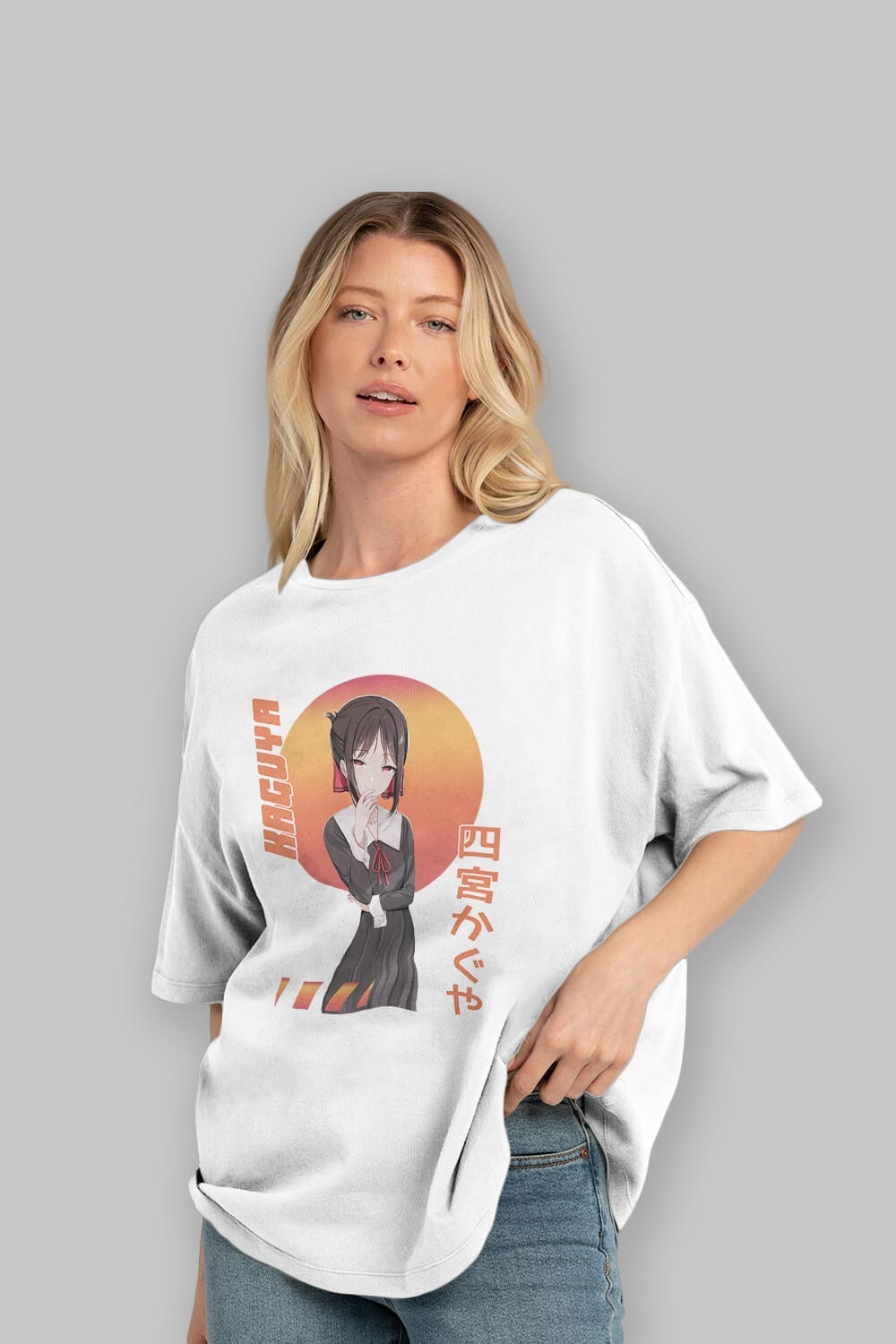 Kaguya Shinomiya 5 Anime Ön Baskılı Oversize t-shirt %100 pamuk Erkek Kadın Unisex