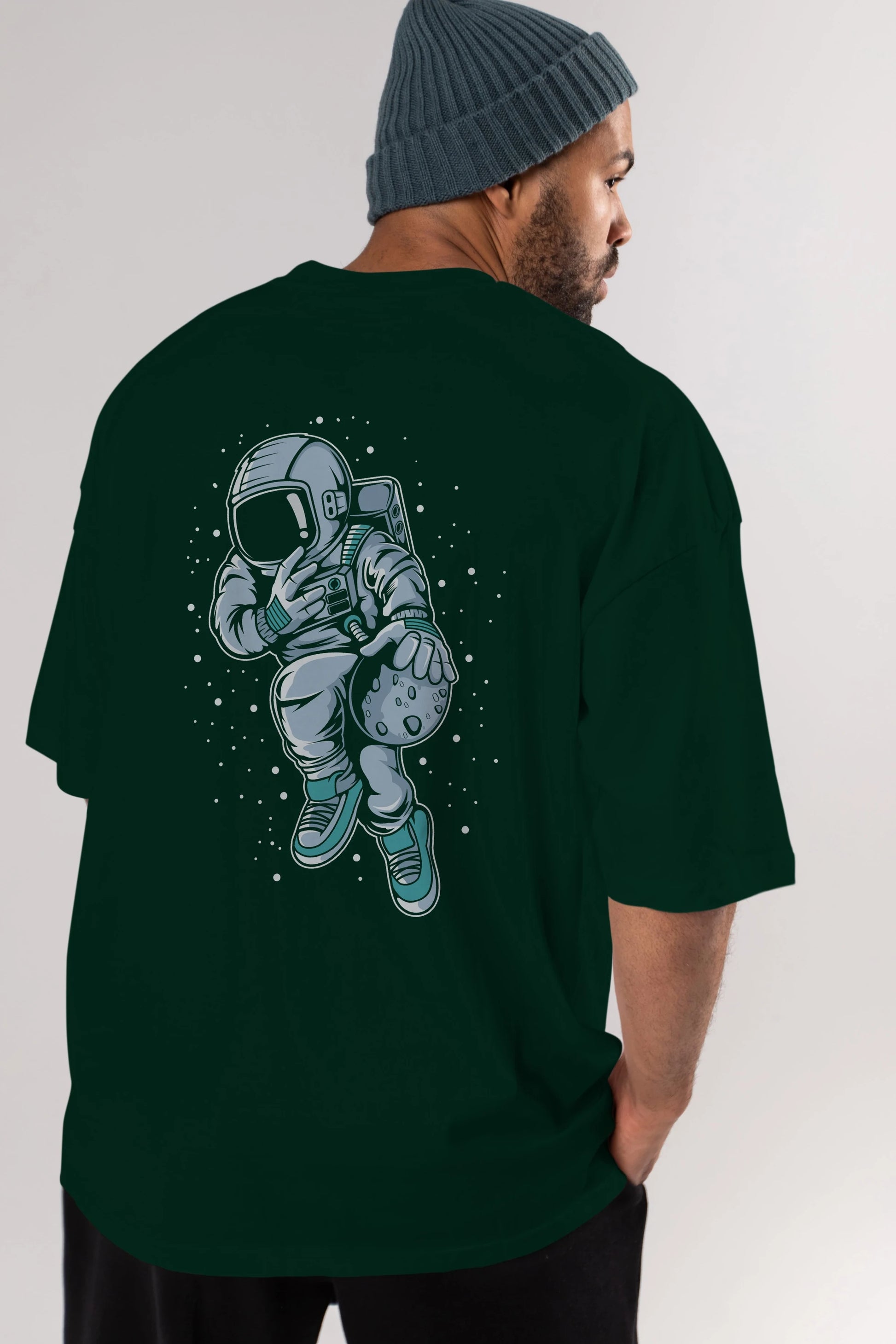Astronaut Basketball (2) Arka Baskılı Oversize t-shirt Erkek Kadın Unisex