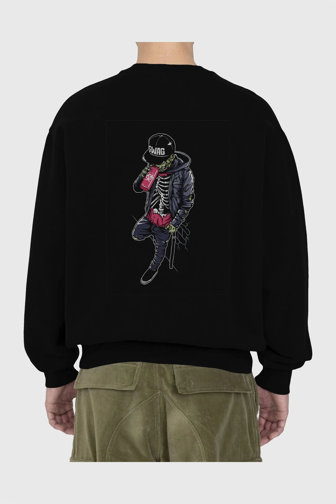 Zombie Swag Arka Baskılı Oversize Sweatshirt Erkek Kadın Unisex