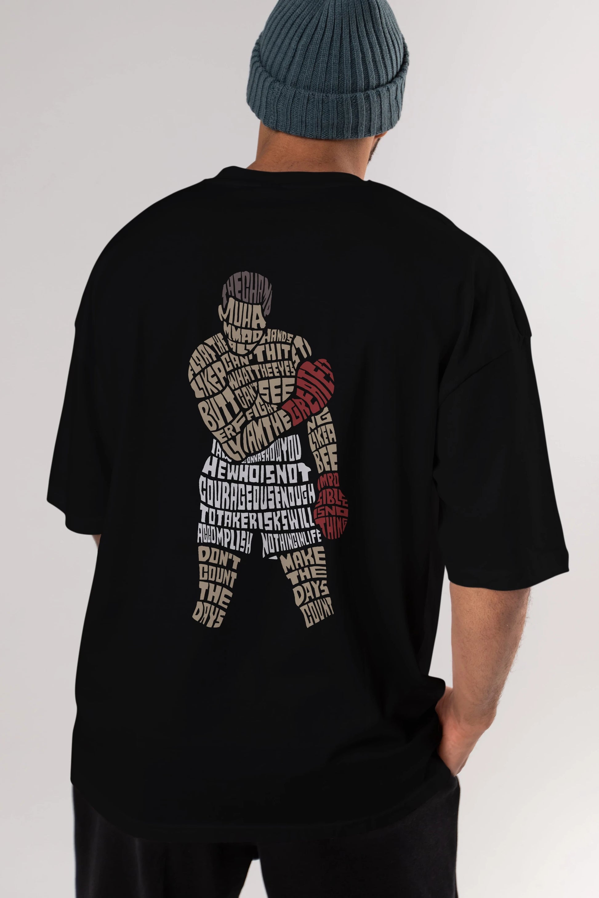 The Champ Muhammad Ali Arka Baskılı Oversize t-shirt %100 pamuk Erkek Kadın Unisex