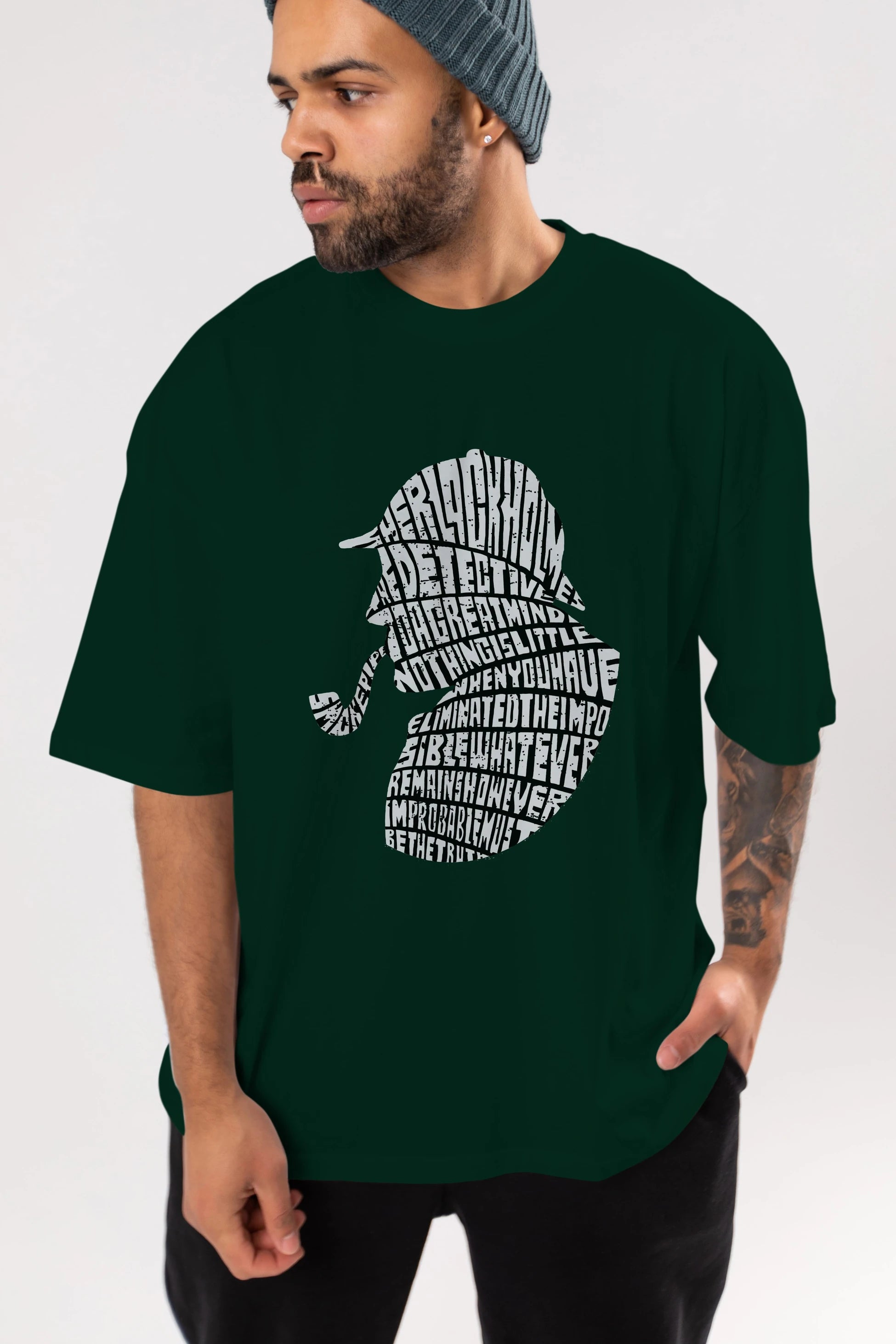 Holmes Ön Baskılı Oversize t-shirt %100 pamuk Erkek Kadın Unisex