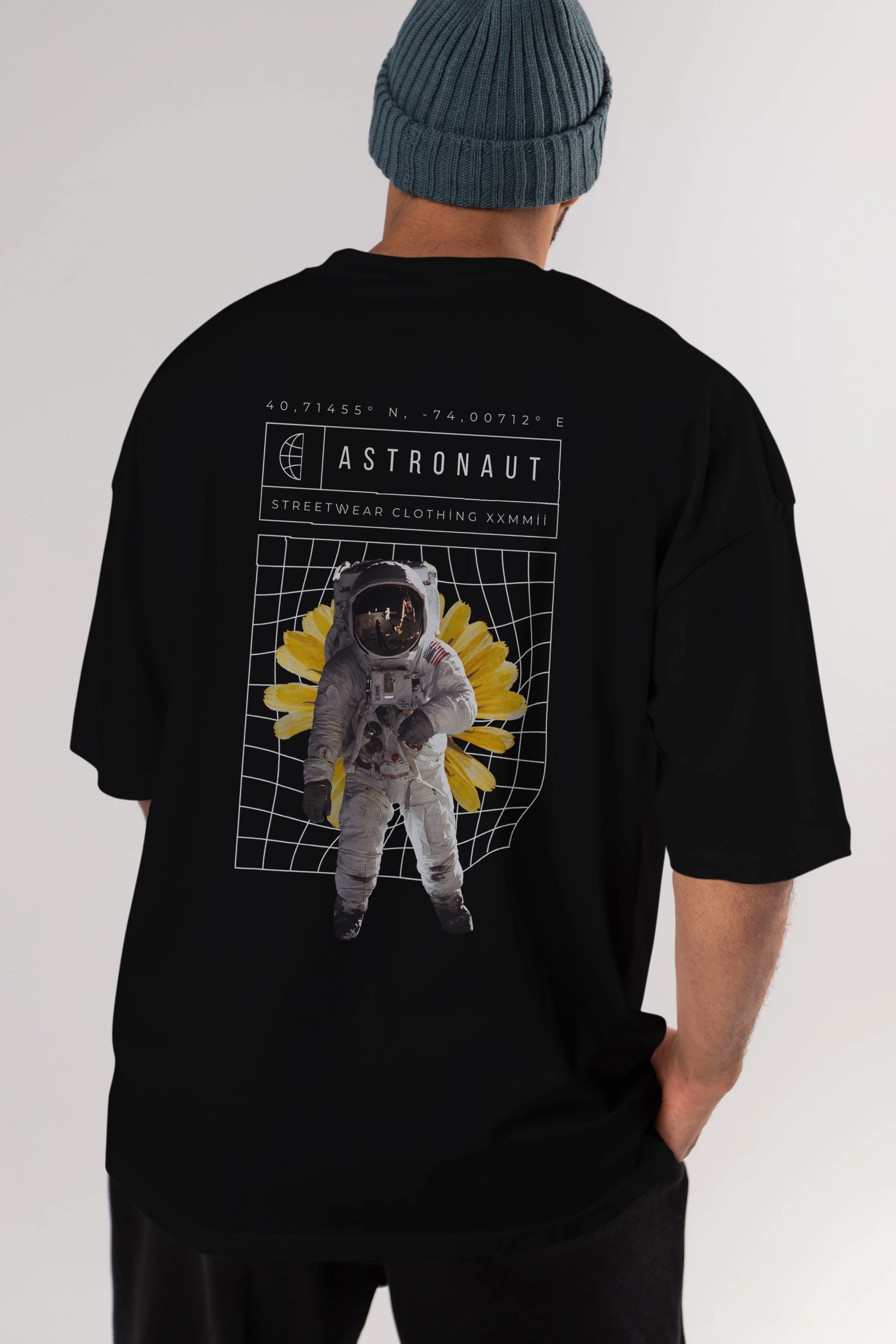 Astronaut Streetwear Arka Baskılı Oversize t-shirt Erkek Kadın Unisex