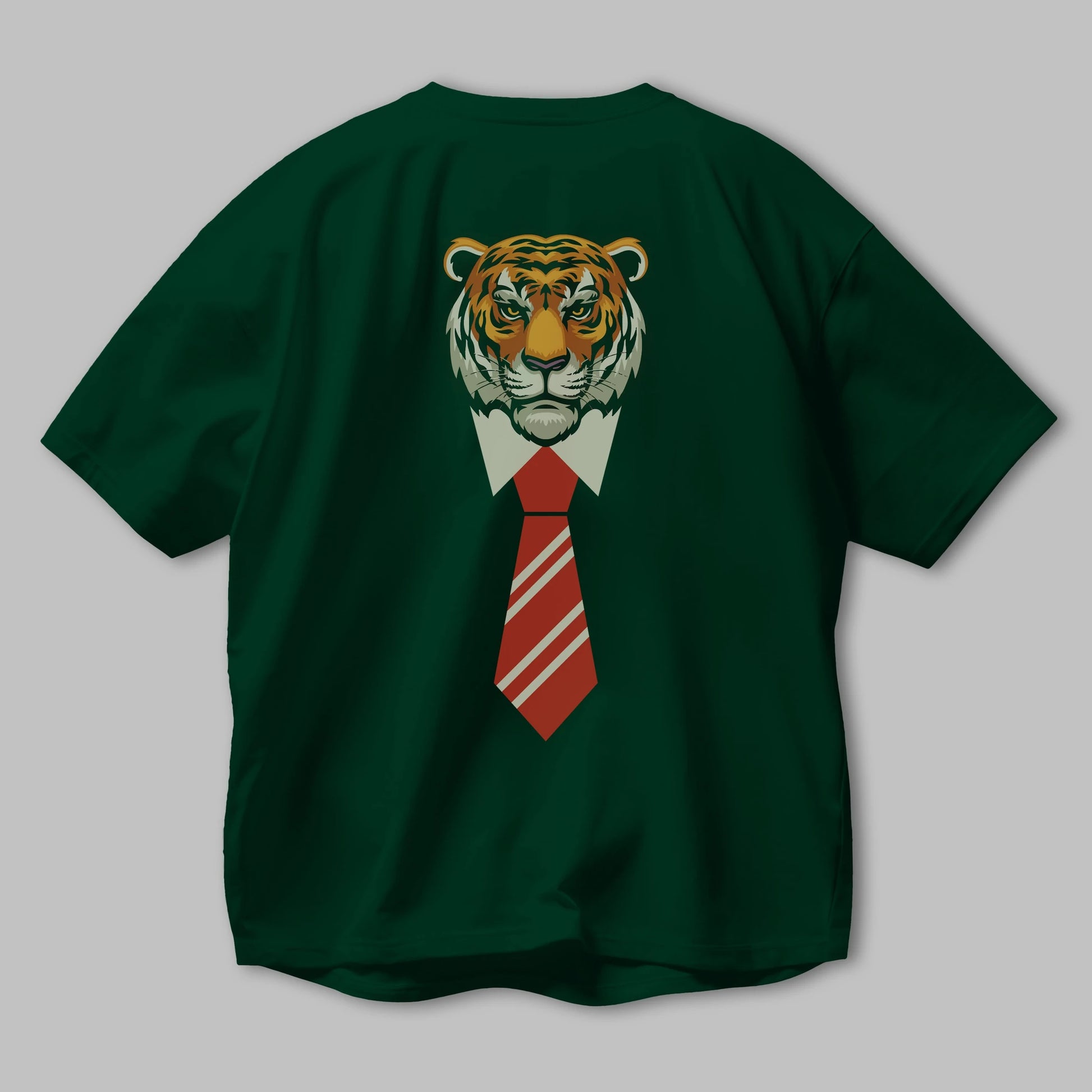 Tiger With Tie Arka Baskılı Oversize t-shirt Erkek Kadın Unisex