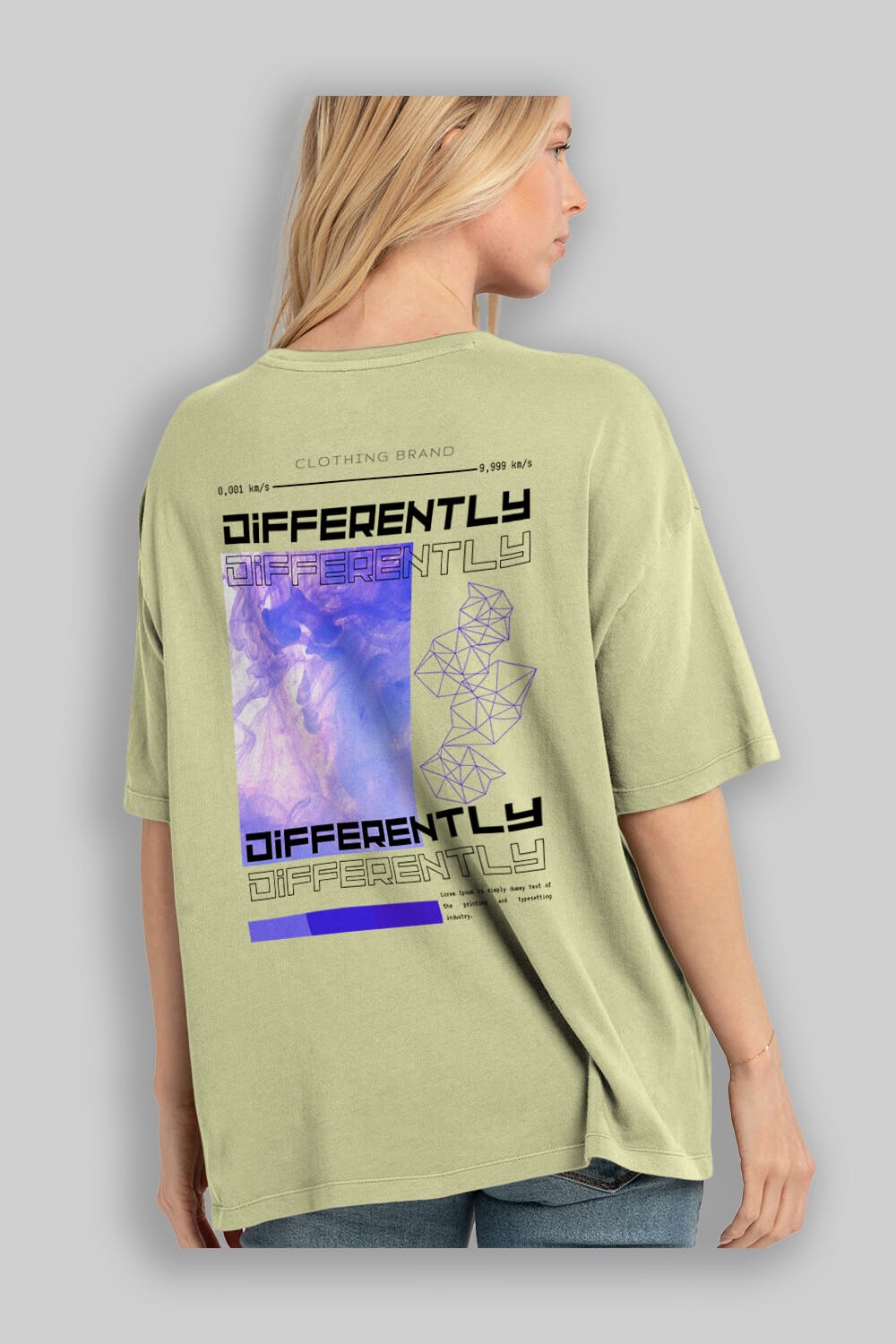 Differently Yazılı Arka Baskılı Oversize t-shirt Erkek Kadın Unisex