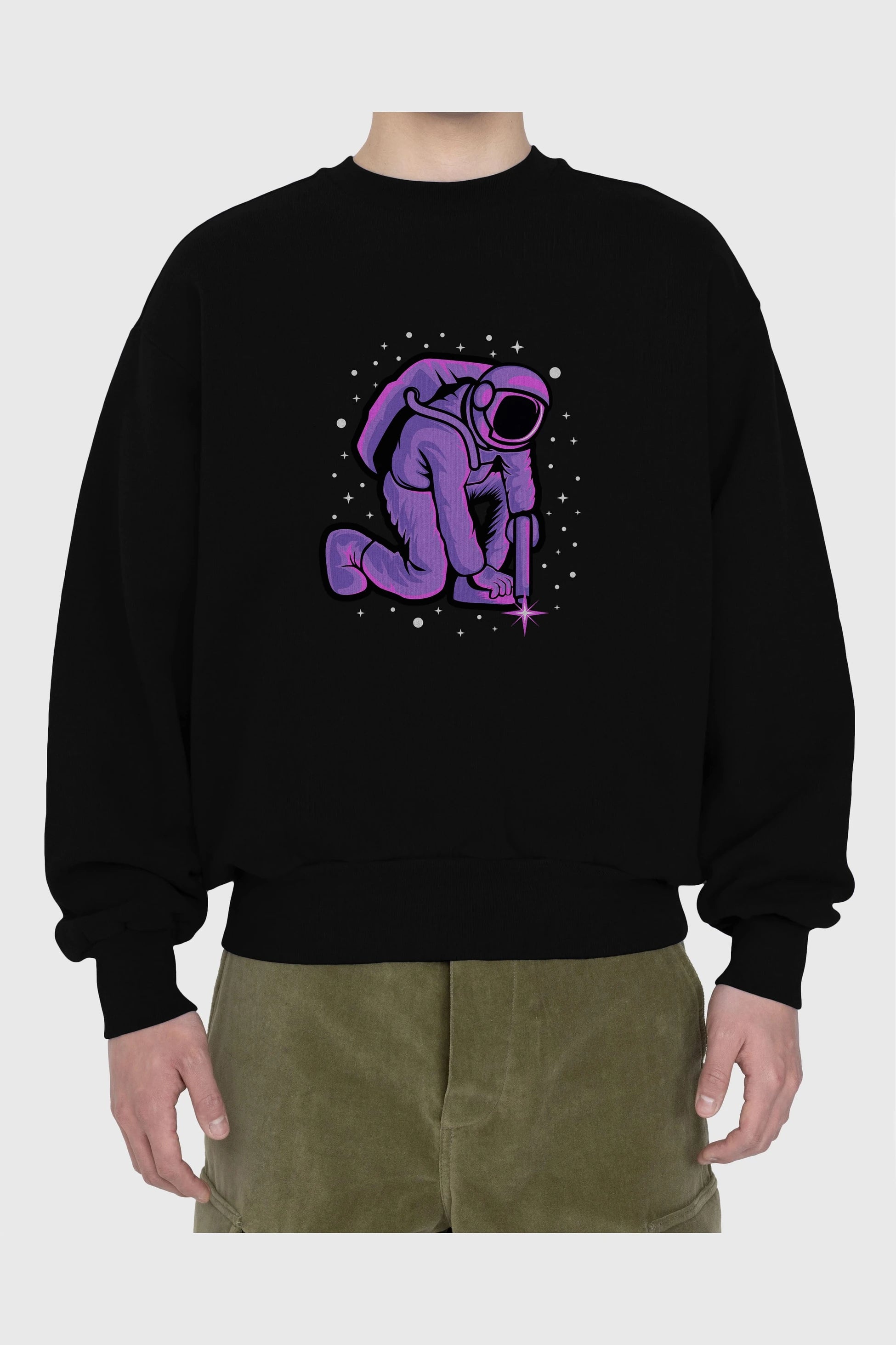 Welding in Space Ön Baskılı Oversize Sweatshirt Erkek Kadın Unisex