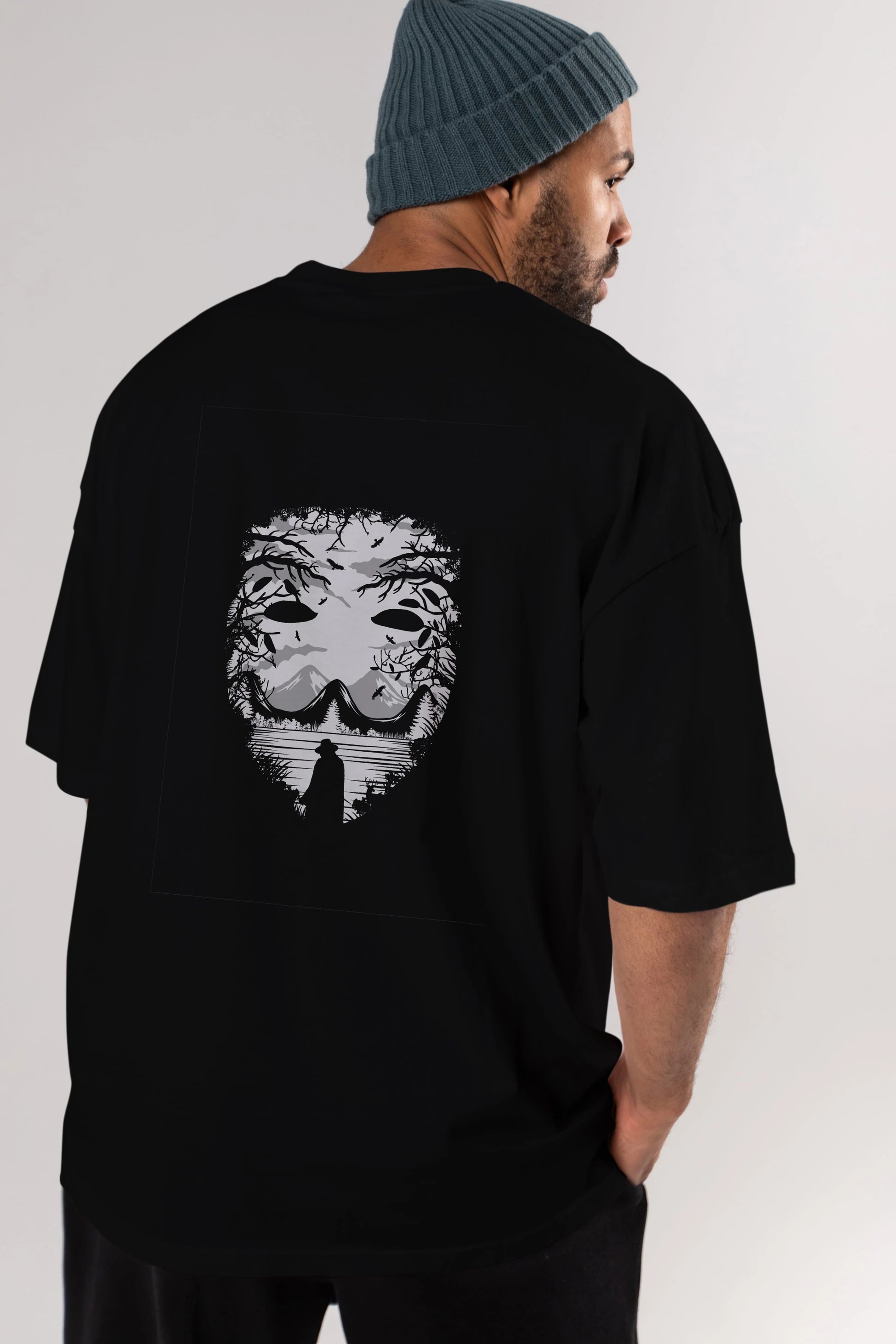 The Mask (2) Arka Baskılı Oversize t-shirt %100 pamuk Erkek Kadın Unisex