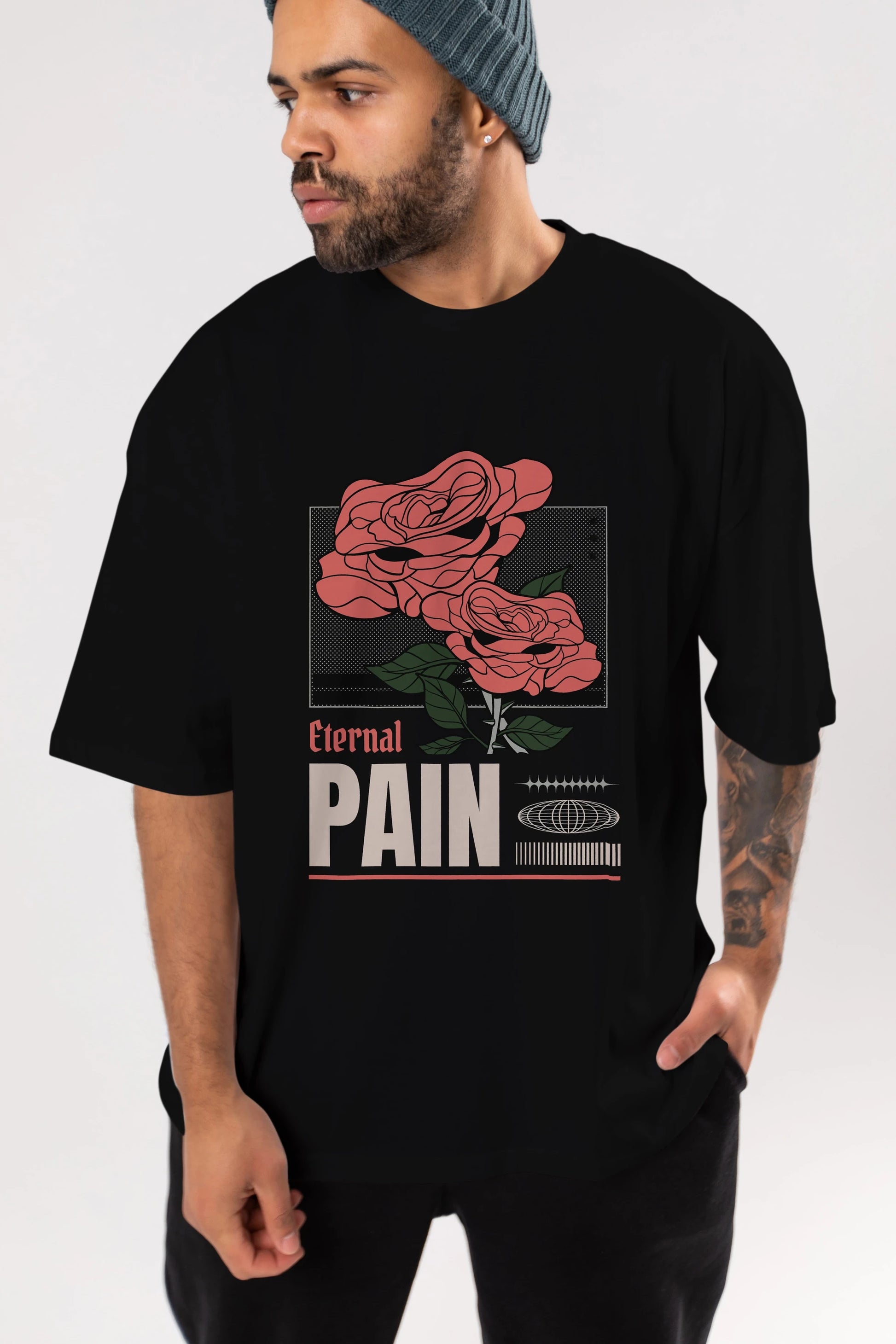 Eternal Pain Ön Baskılı Oversize t-shirt Erkek Kadın Unisex