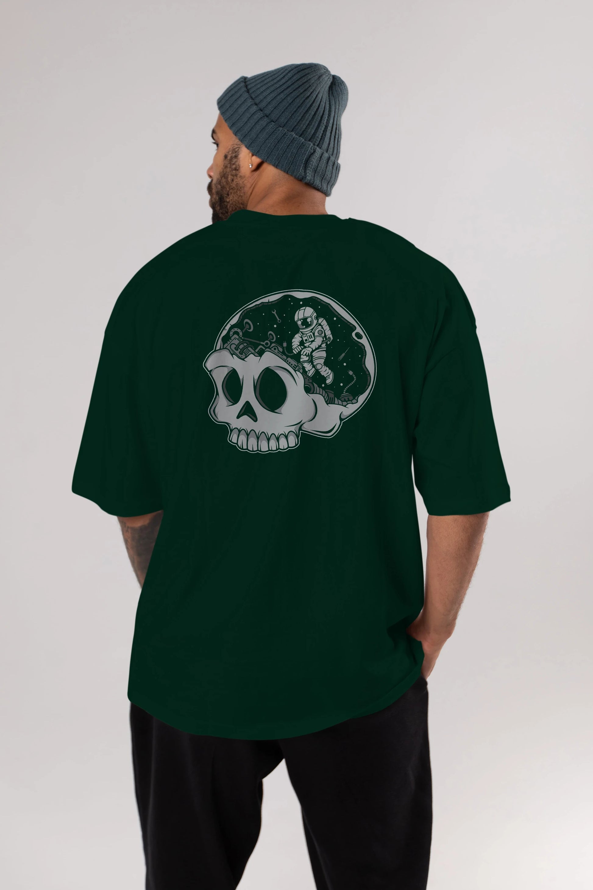Astronaut Skull Brain Arka Baskılı Oversize t-shirt Erkek Kadın Unisex