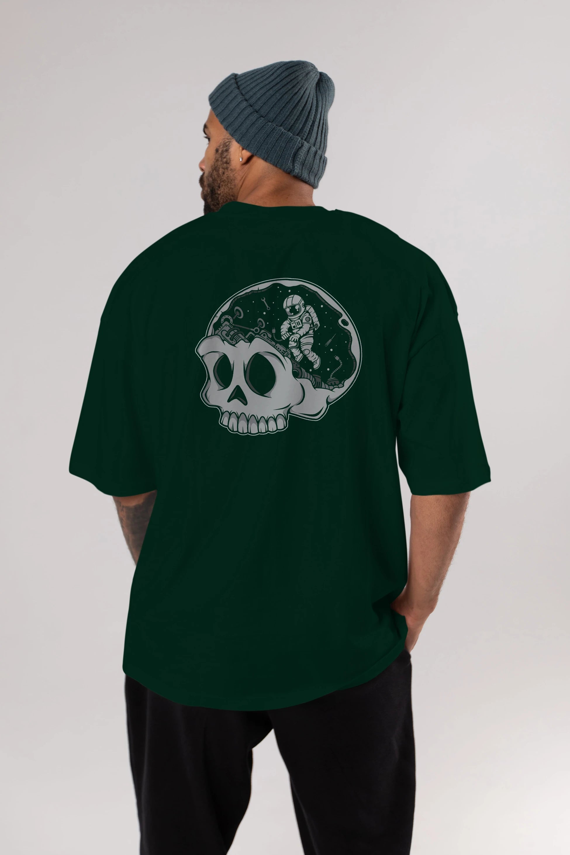 Astronaut Skull Brain Arka Baskılı Oversize t-shirt Erkek Kadın Unisex