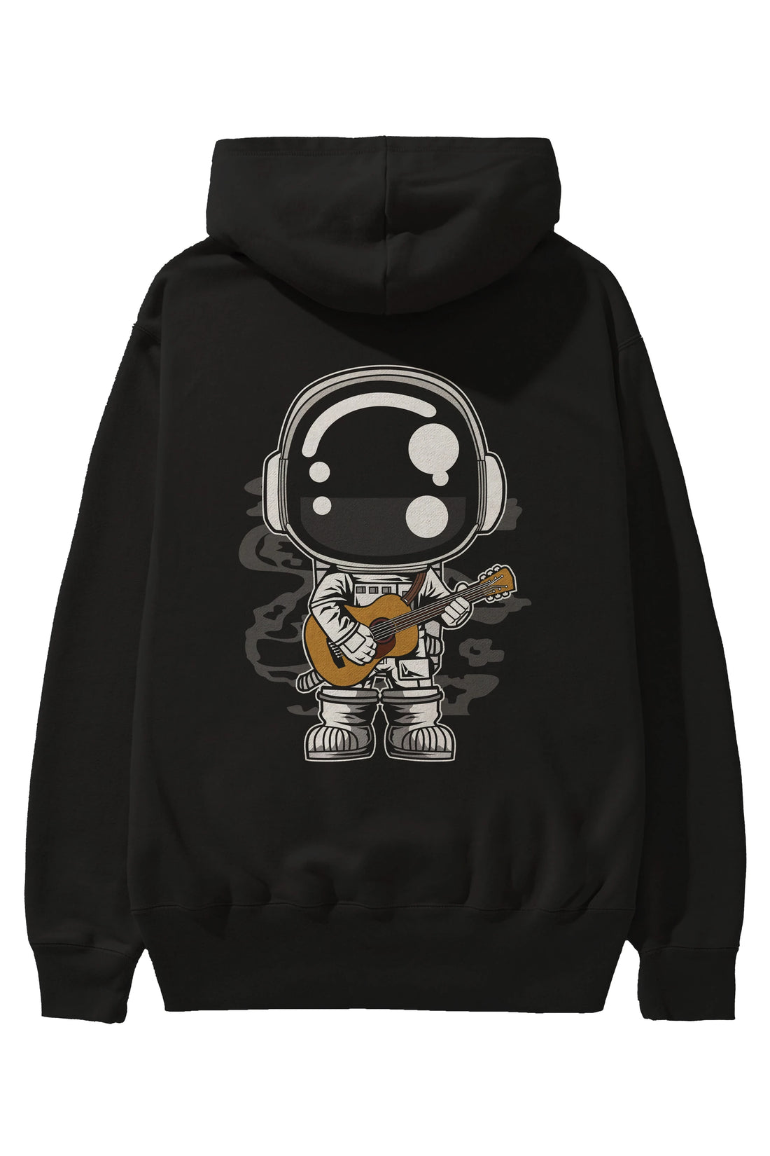 Astronaut Acoustic Guitar Arka Baskılı Hoodie Oversize Kapüşonlu Sweatshirt Erkek Kadın Unisex