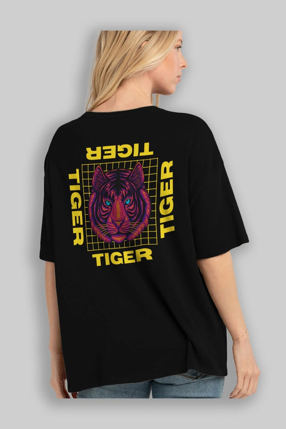 Tiger Yazılı Streetwear Arka Baskılı Oversize t-shirt Erkek Kadın Unisex