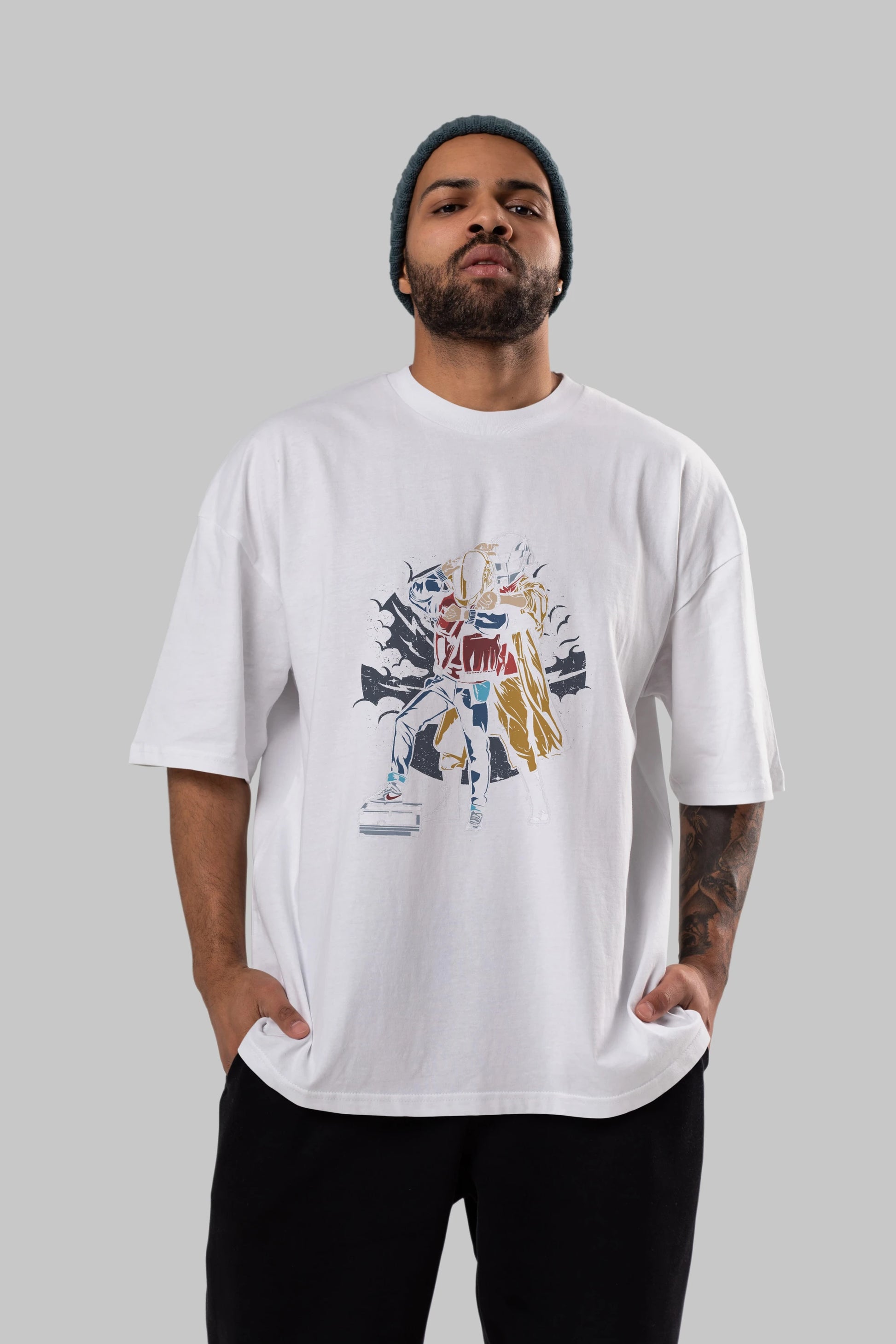 Back To The Beat Ön Baskılı Oversize t-shirt Erkek Kadın Unisex %100 Pamuk tişort