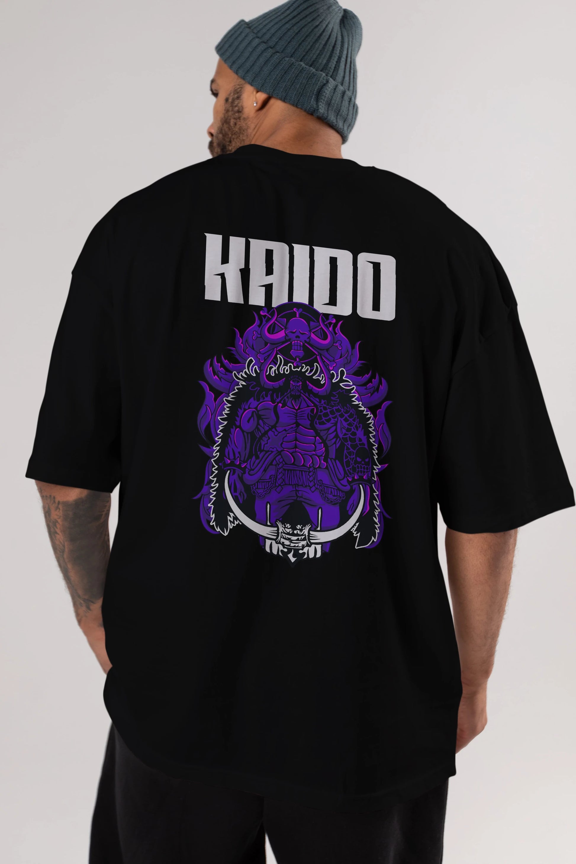 Kaido Anime Arka Baskılı Oversize t-shirt Erkek Kadın Unisex %100 pamuk tişort