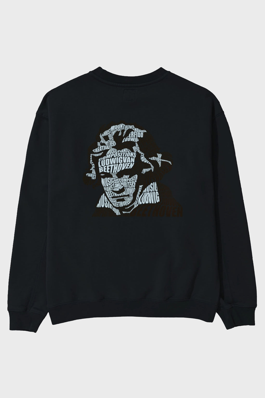 Ludwig van Beethoven Calligram Arka Baskılı Oversize Sweatshirt Erkek Kadın Unisex