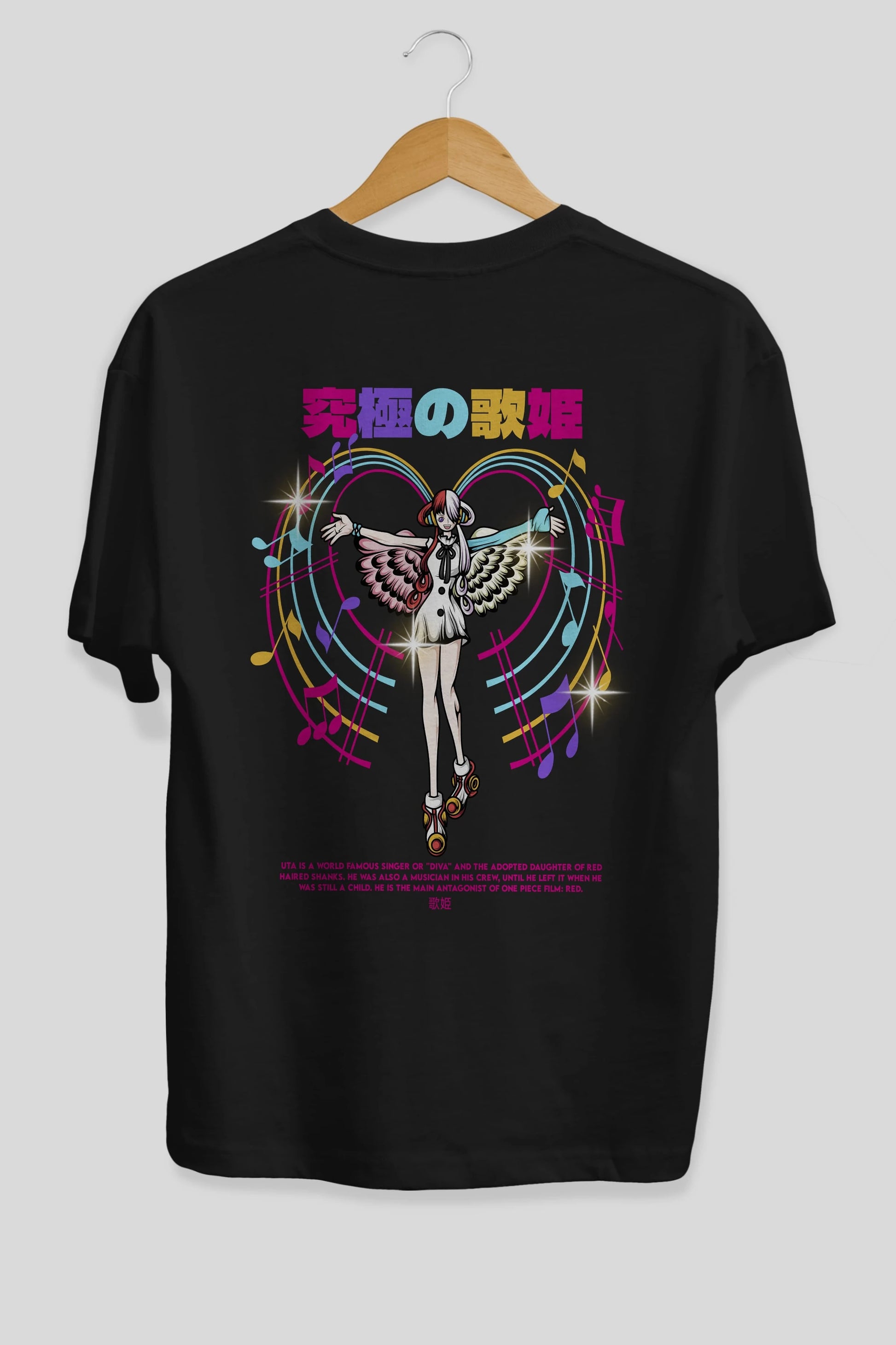 Uta Anime Arka Baskılı Oversize t-shirt Erkek Kadın Unisex