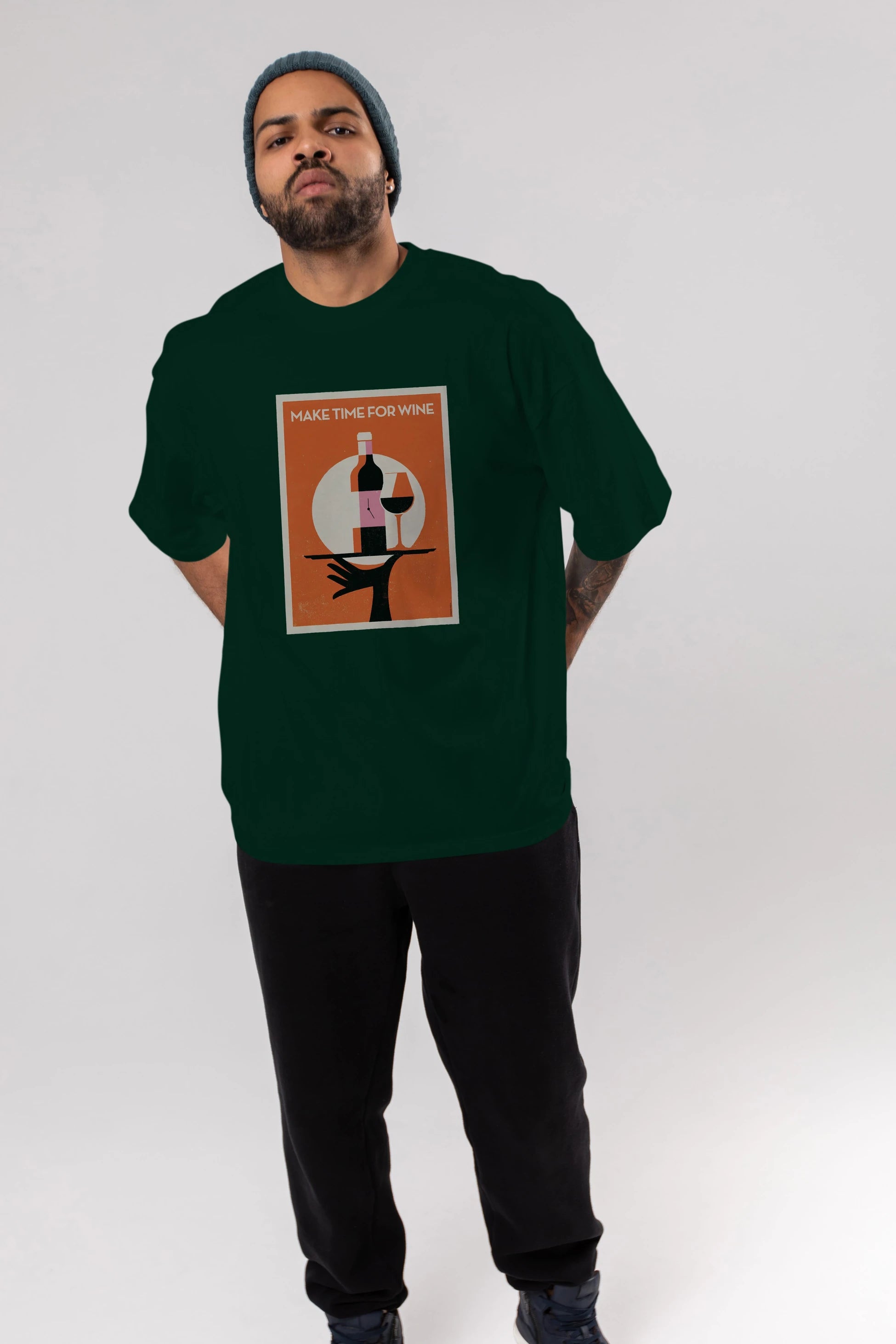 Make Time For Wine Ön Baskılı Oversize t-shirt Erkek Kadın Unisex %100 Pamuk Bisiklet Yaka tişort