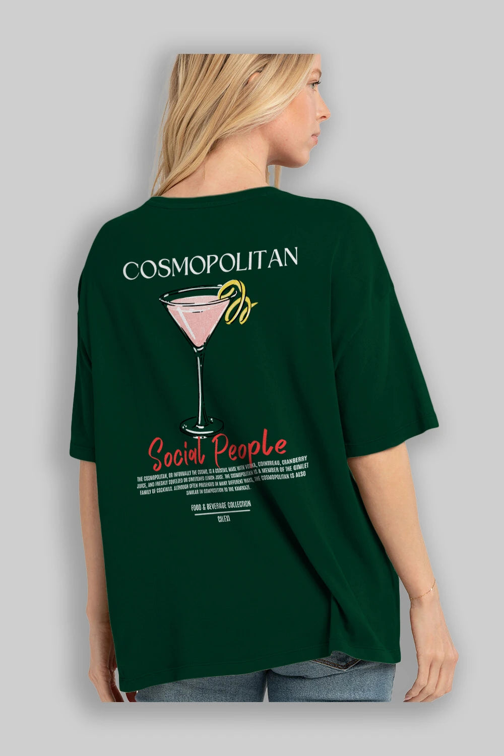 Cosmopolıtan Kokteyl Serisi Baskılı Oversize t-shirt Erkek Kadın Unisex %100 Pamuk Bisiklet Yaka tişort