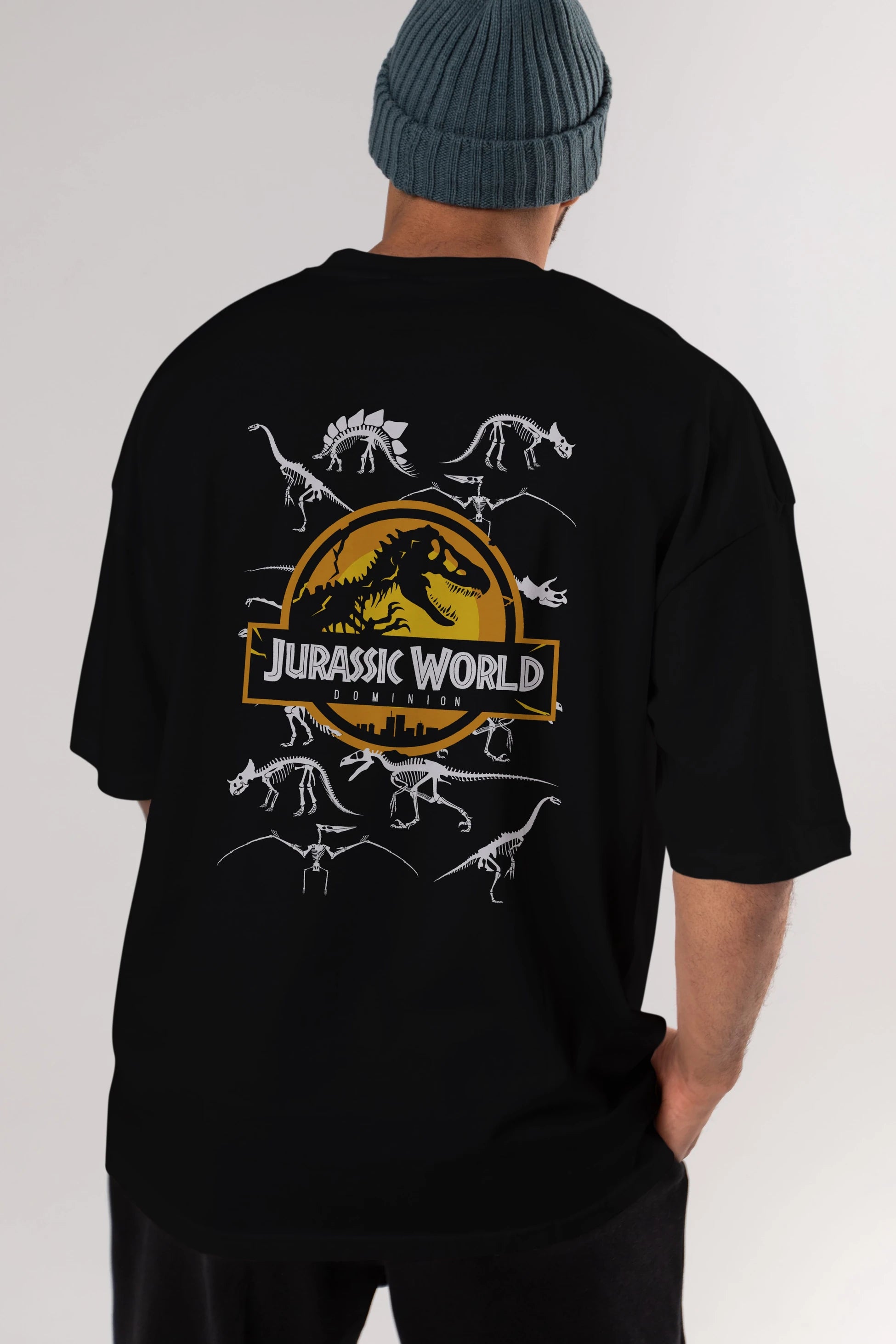 Jurassic Park (5) Arka Baskılı Oversize t-shirt Erkek Kadın Unisex %100 Pamuk Bisiklet Yaka tişort