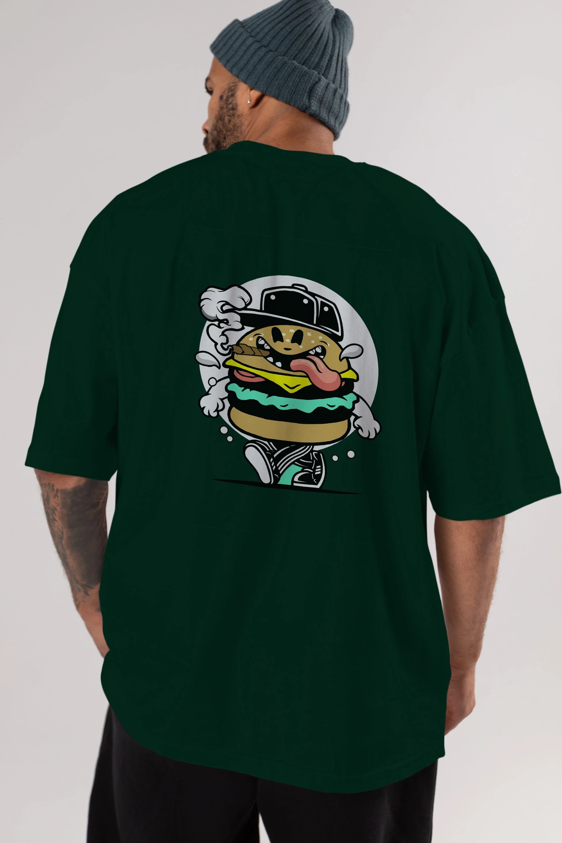 Burger Guy Arka Baskılı Oversize t-shirt Erkek Kadın Unisex %100 Pamuk tişort