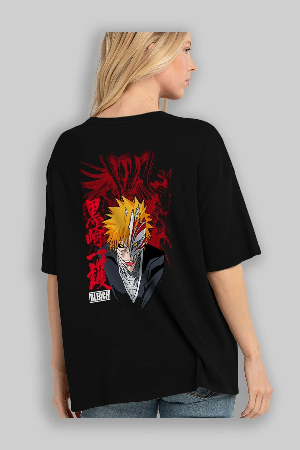 ICHIGO KUROSAKI VIZARD Anime Arka Baskılı Oversize t-shirt Erkek Kadın Unisex