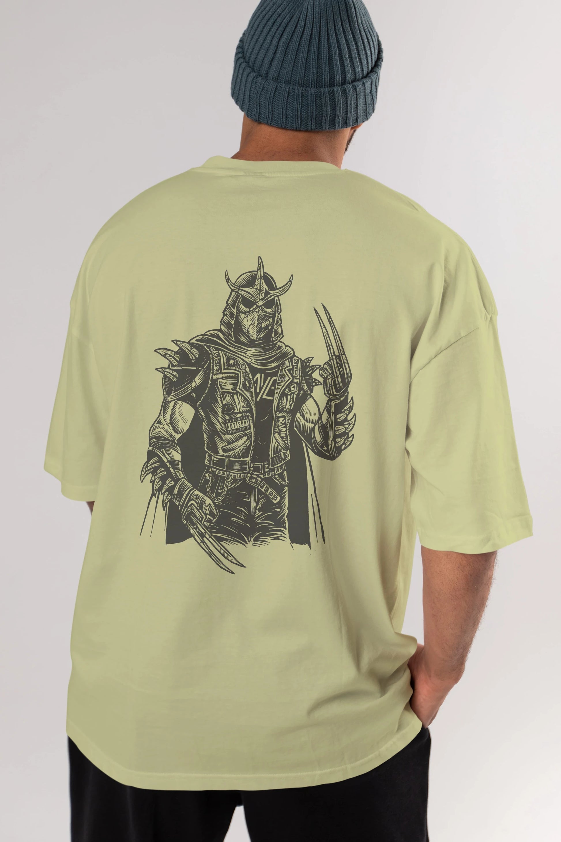 Shredder Punk Arka Baskılı Oversize t-shirt Erkek Kadın Unisex %100 Pamuk