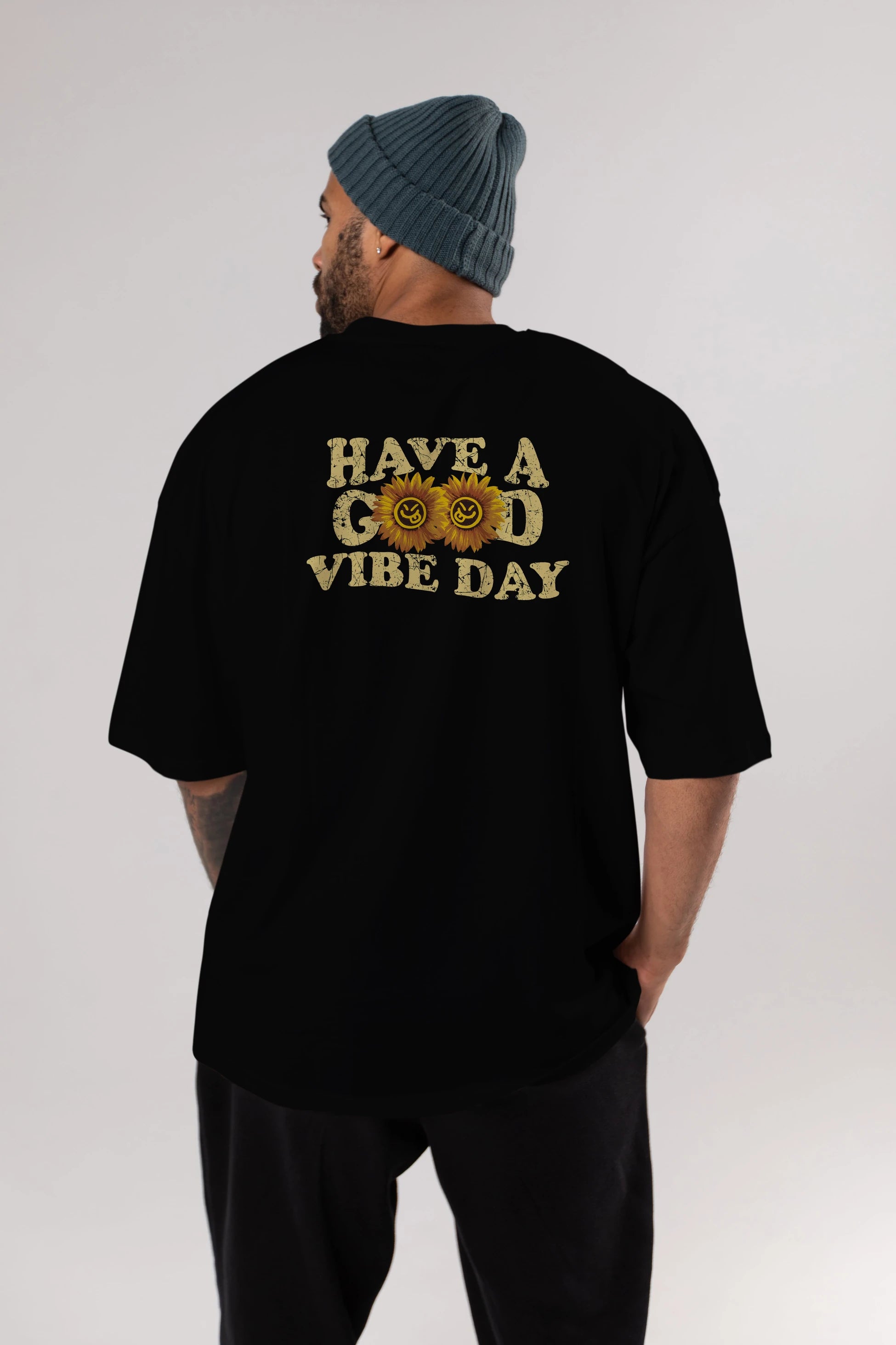 Have a Good Vibe Day Arka Baskılı Oversize t-shirt Erkek Kadın Unisex