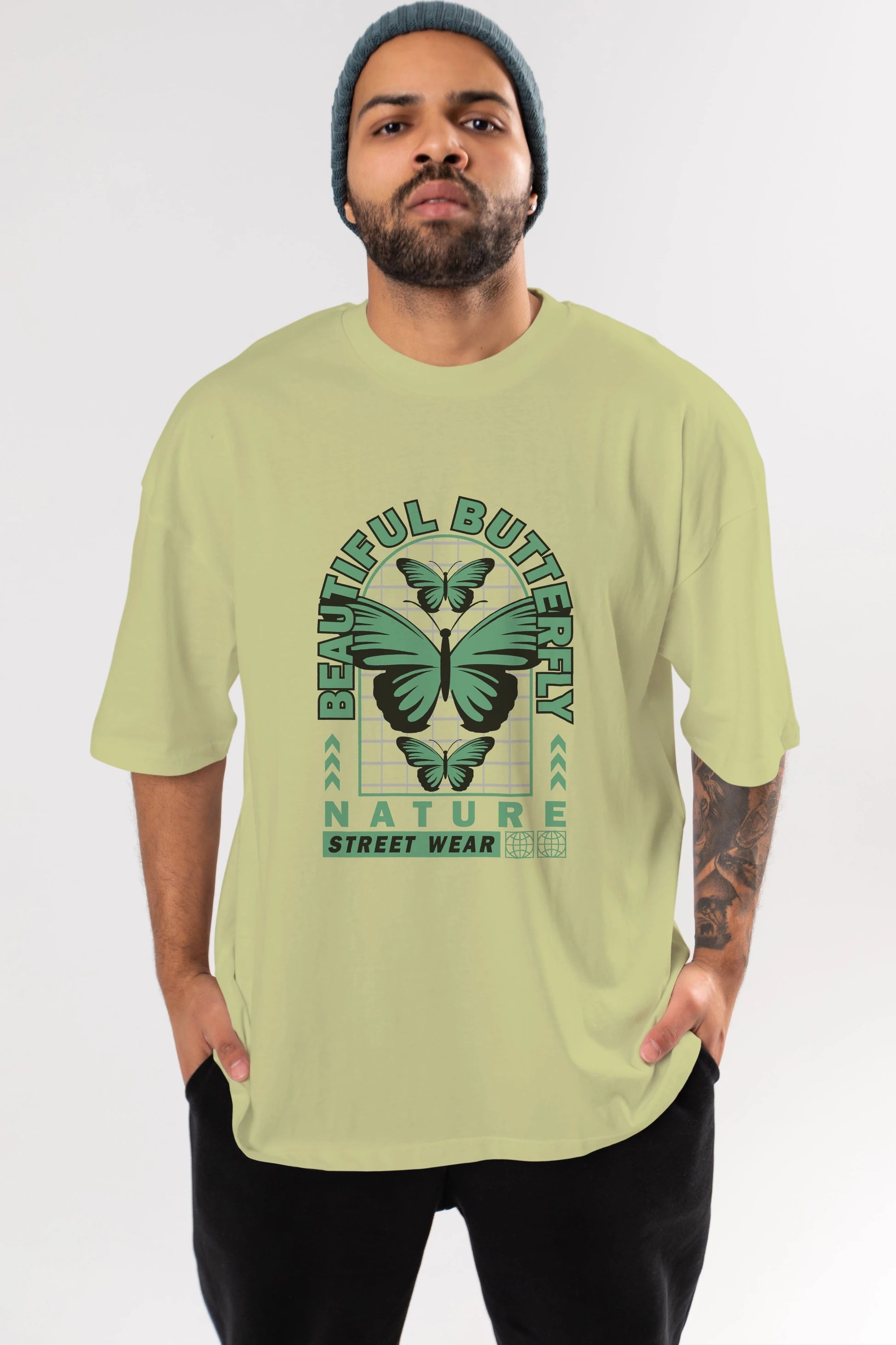 Beautiful Butterfly Ön Baskılı Oversize t-shirt Erkek Kadın Unisex