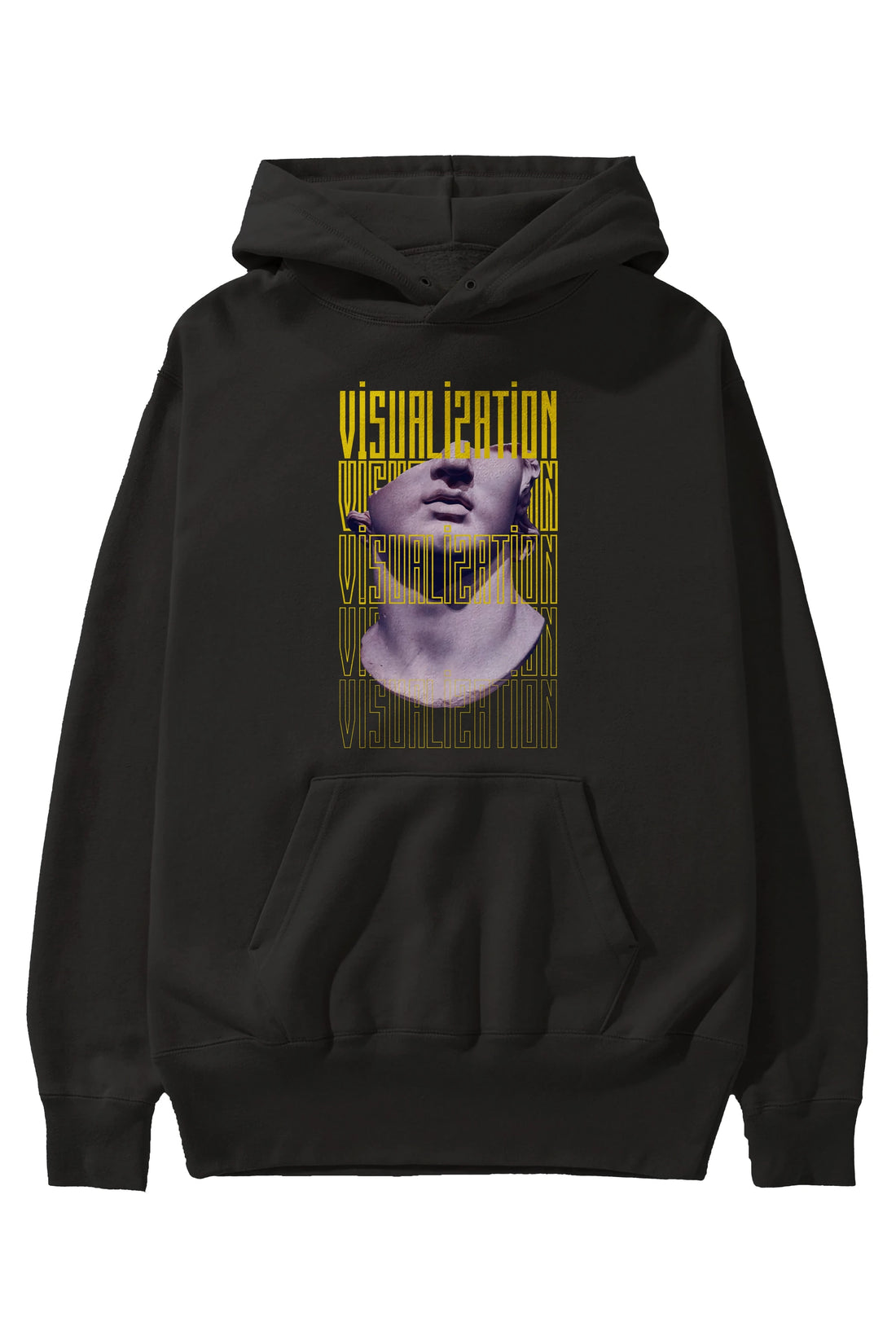 Visualization Yazılı Ön Baskılı Oversize Hoodie Kapüşonlu Sweatshirt Erkek Kadın Unisex