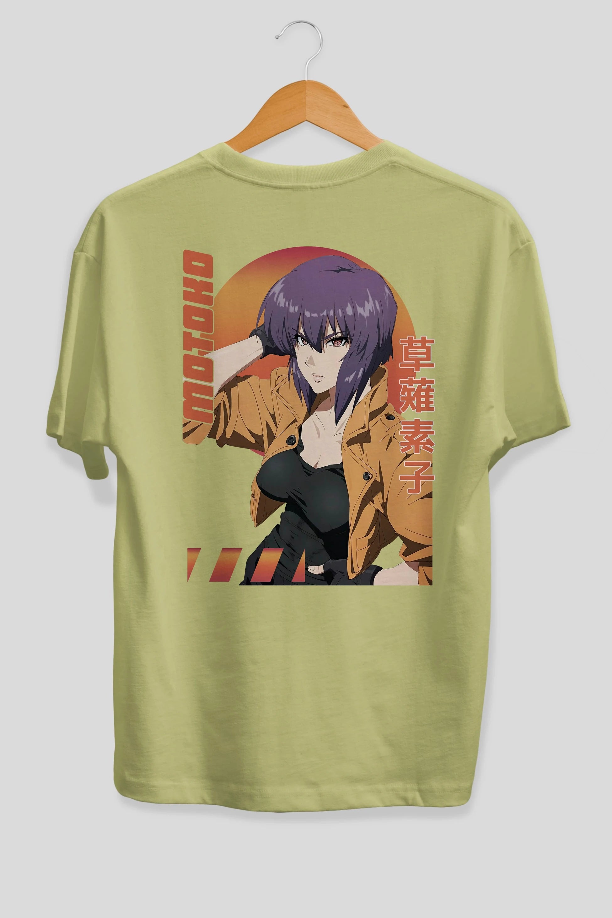 Motoko Kusanagi 9 Anime Arka Baskılı Oversize t-shirt Erkek Kadın Unisex