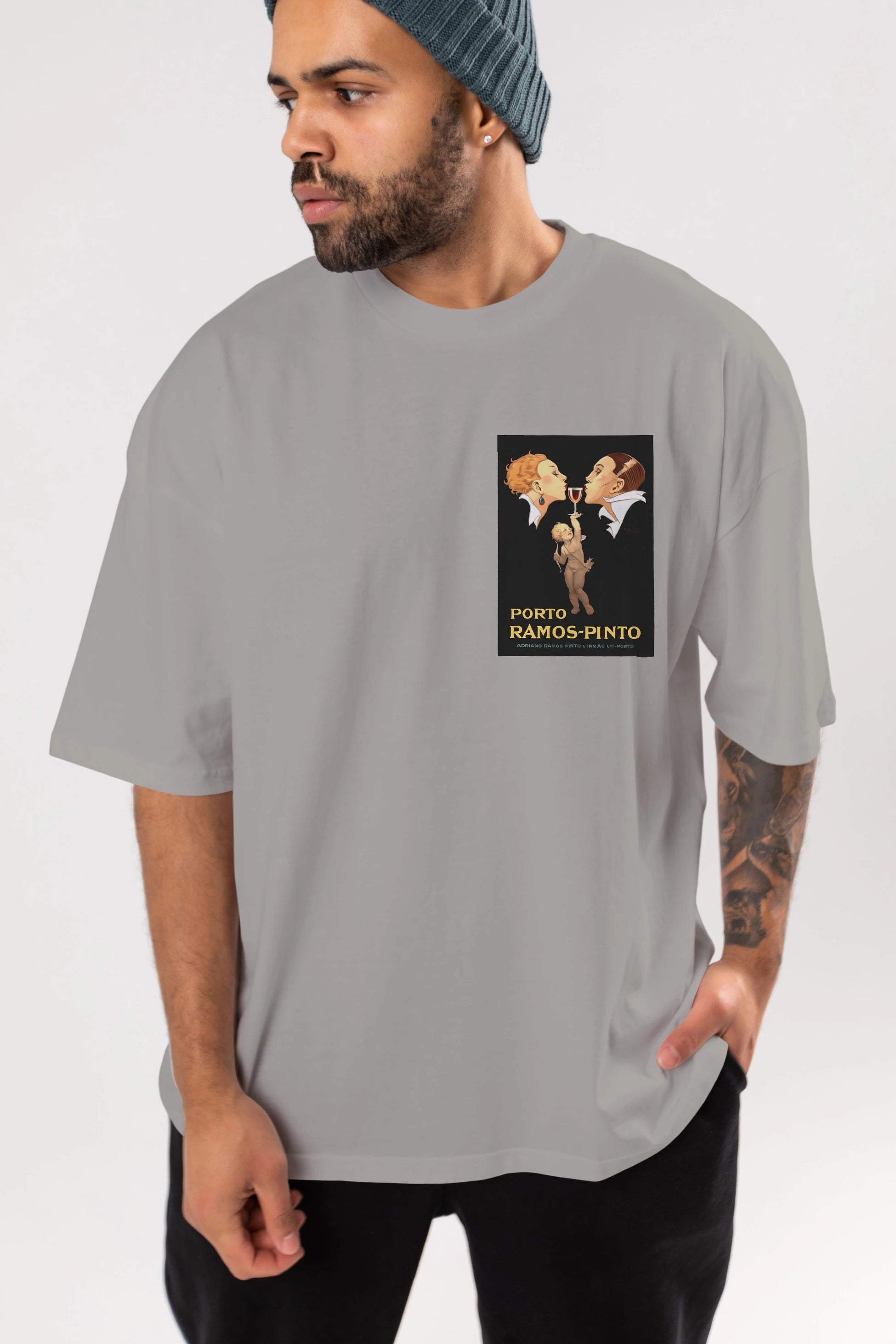 Porto Ramos Pinto Ön Sol Baskılı Oversize t-shirt Erkek Kadın Unisex %100 Pamuk Bisiklet Yaka tişort