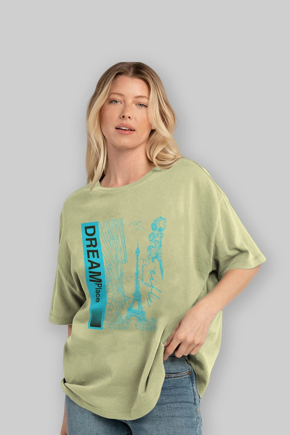 Dream Place Ön Baskılı Oversize t-shirt Erkek Kadın Unisex