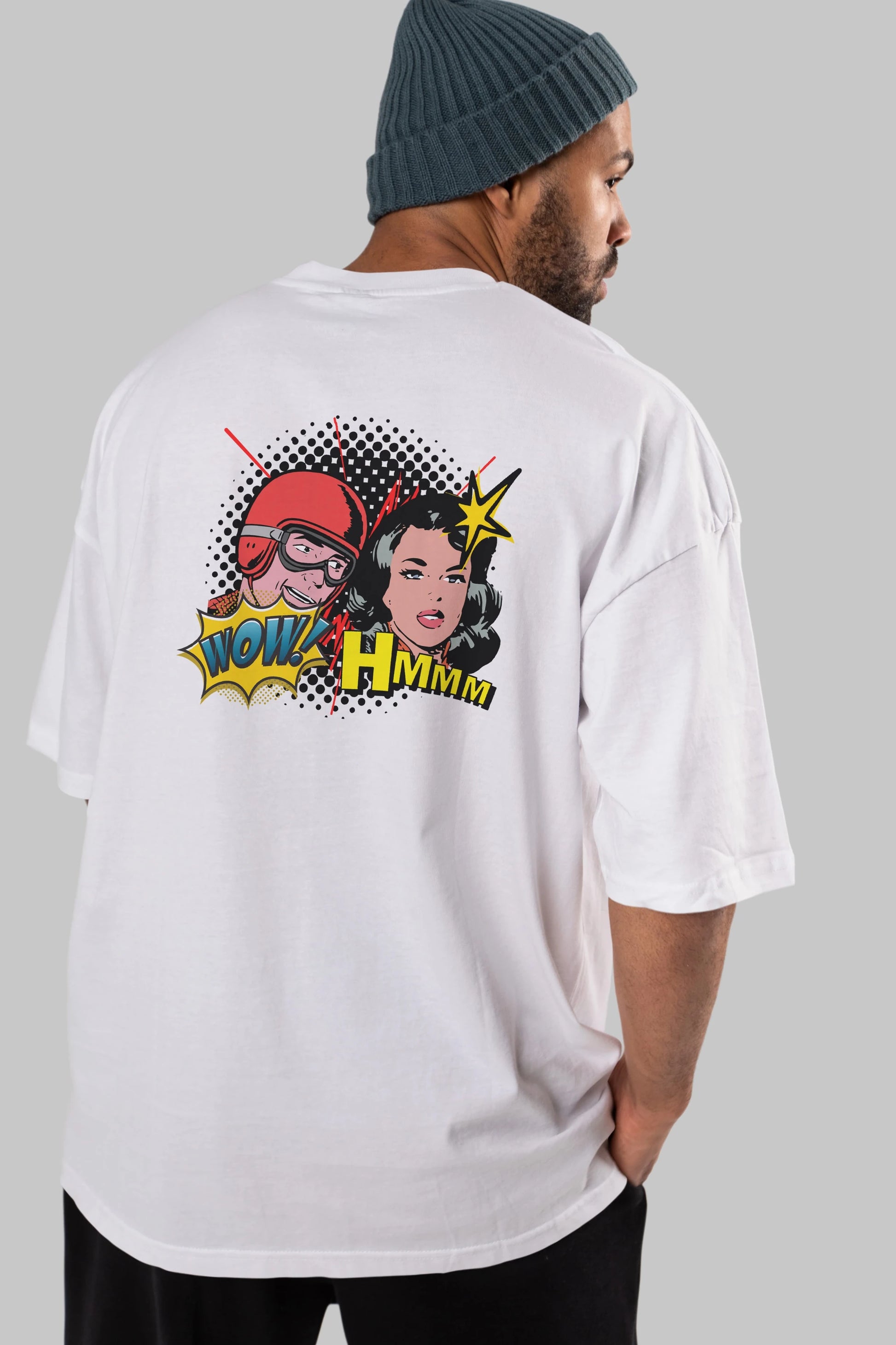 Comic Wow Yazılı Arka Baskılı Oversize t-shirt Erkek Kadın Unisex