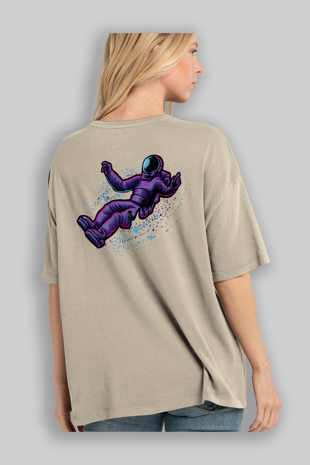 Having fun in outer space Arka Baskılı Oversize t-shirt Erkek Kadın Unisex