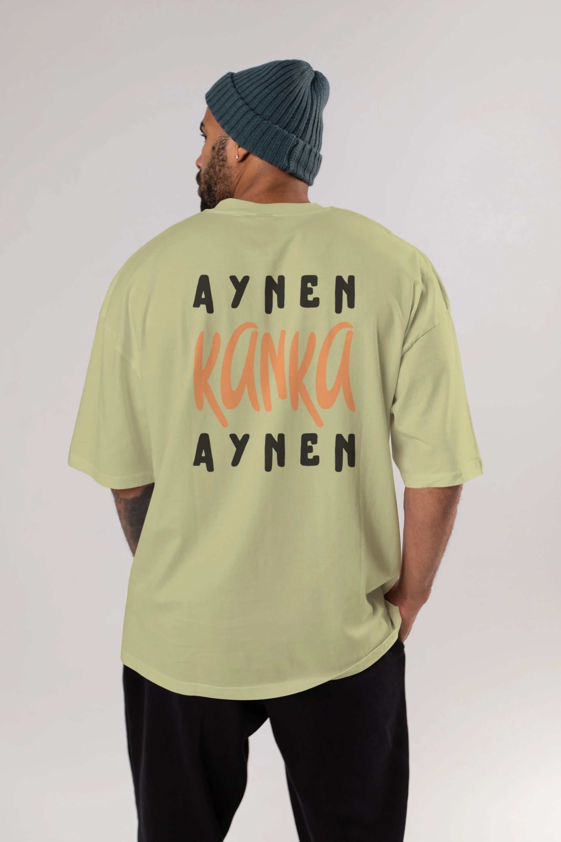 Aynen Kanka Aynen Yazılı Arka Baskılı Oversize t-shirt Erkek Kadın Unisex