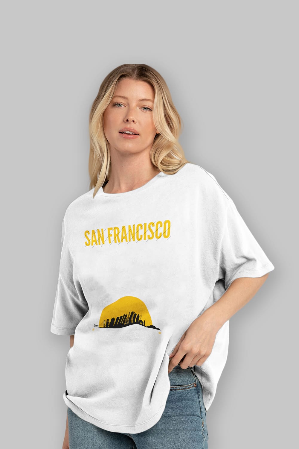 San Francisco Yazılı Ön Baskılı Oversize t-shirt Erkek Kadın Unisex