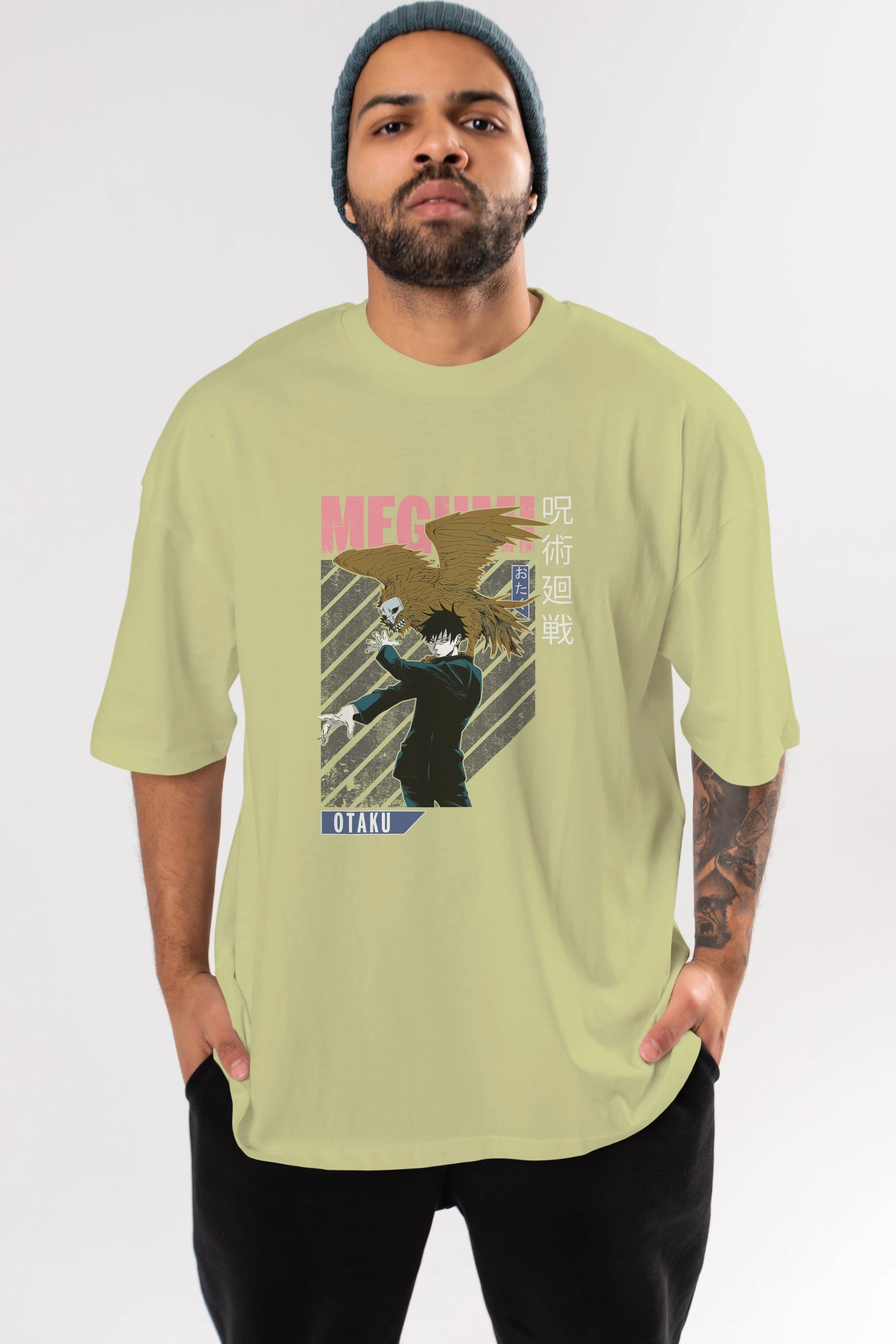 Megumi Fushiguro 2 Anime Ön Baskılı Oversize t-shirt %100 pamuk Erkek Kadın Unisex