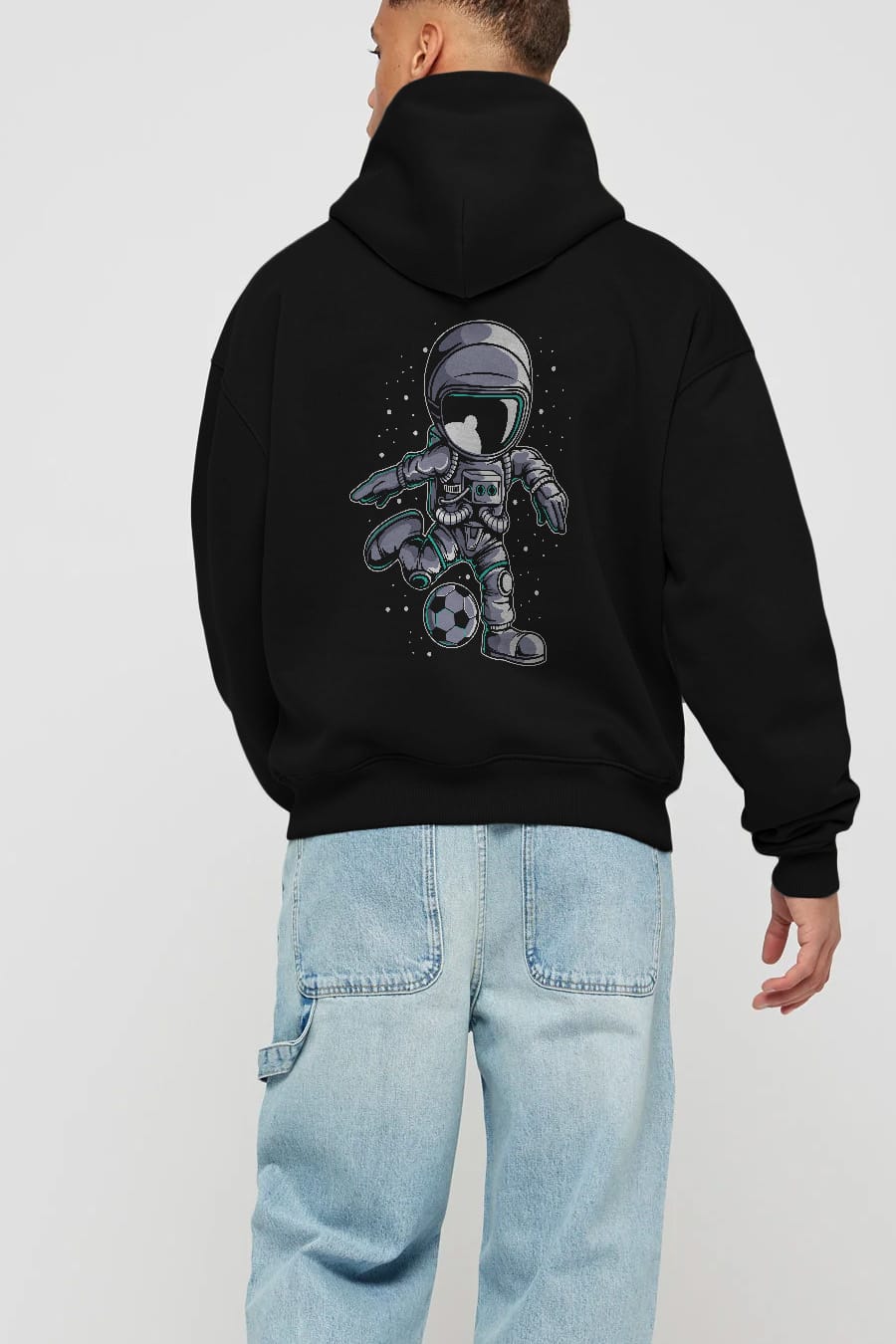 Astronaut Soccer (2) Arka Baskılı Hoodie Oversize Kapüşonlu Sweatshirt Erkek Kadın Unisex
