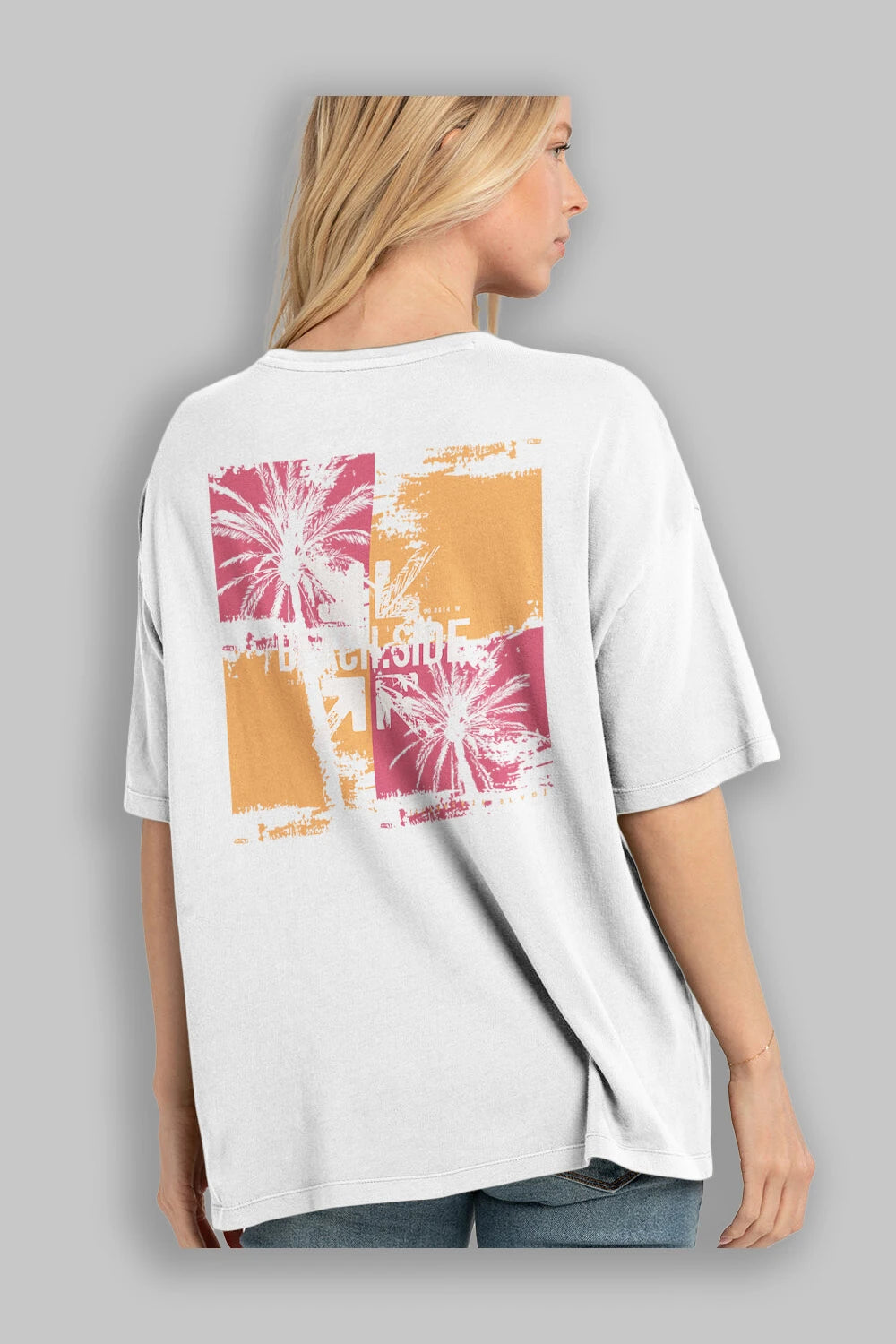 Beach Side Arka Baskılı Oversize t-shirt Erkek Kadın Unisex