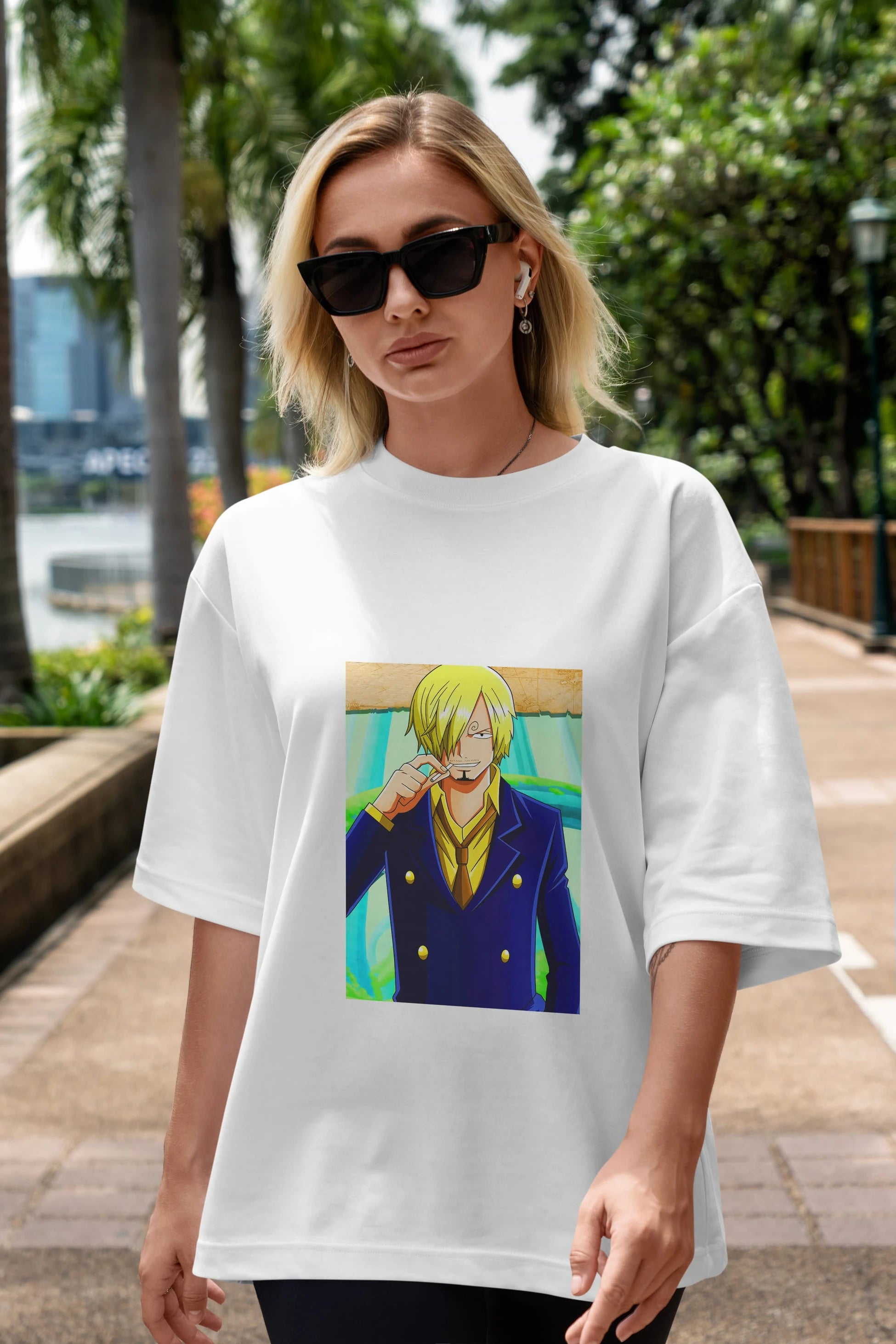 Sanji 2 Anime Ön Baskılı Oversize t-shirt Erkek Kadın Unisex