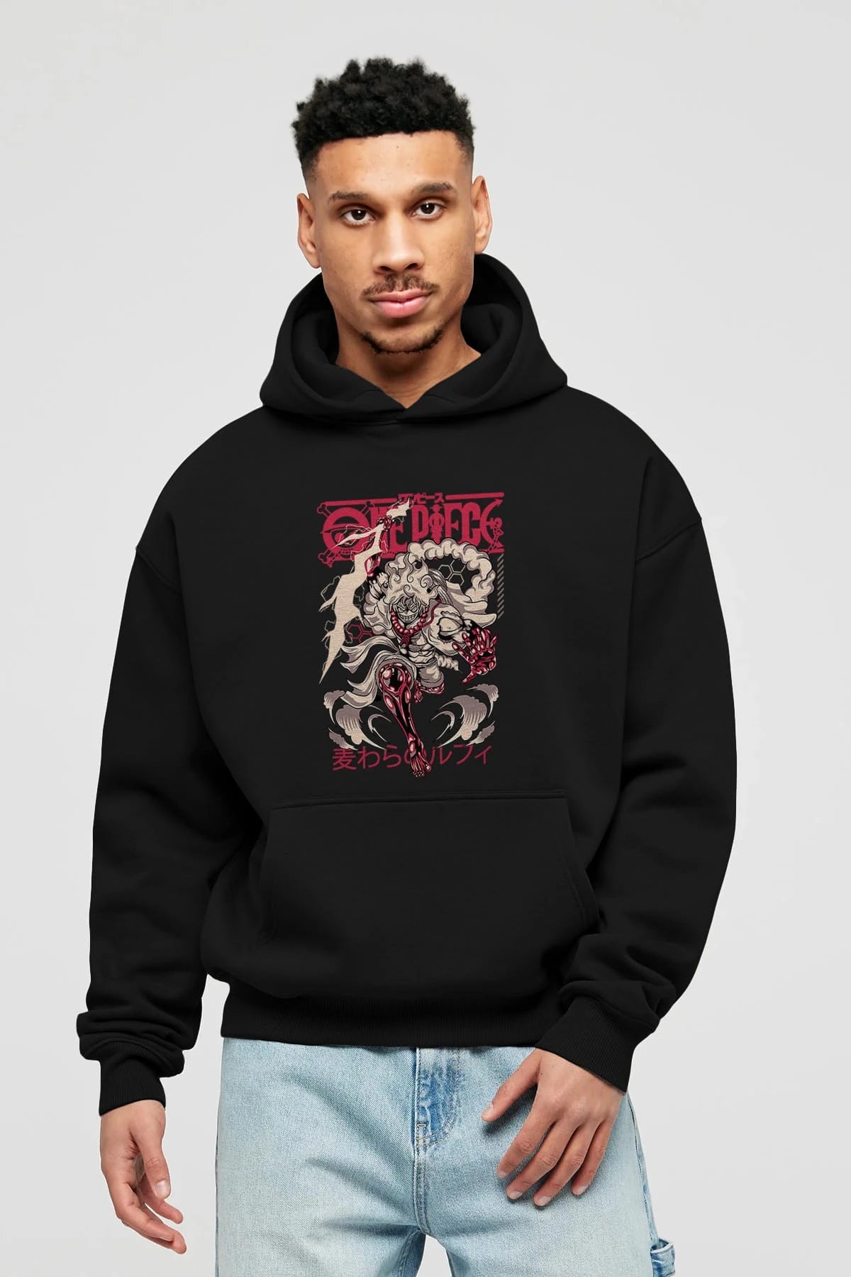 MONKEY D. LUFF-ONE PIECE 1 Anime Ön Baskılı Hoodie Oversize Kapüşonlu Sweatshirt Erkek Kadın Unisex