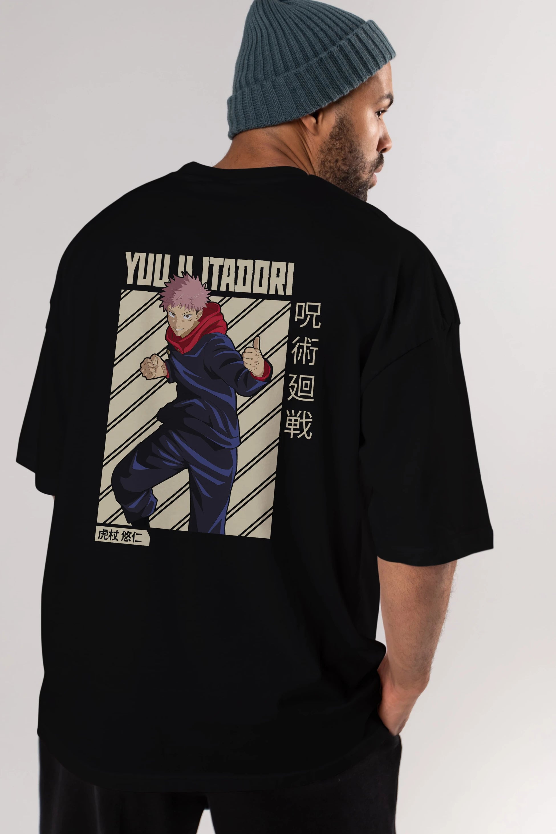 Yuuji Itadori 1 Anime Arka Baskılı Oversize t-shirt Erkek Kadın Unisex