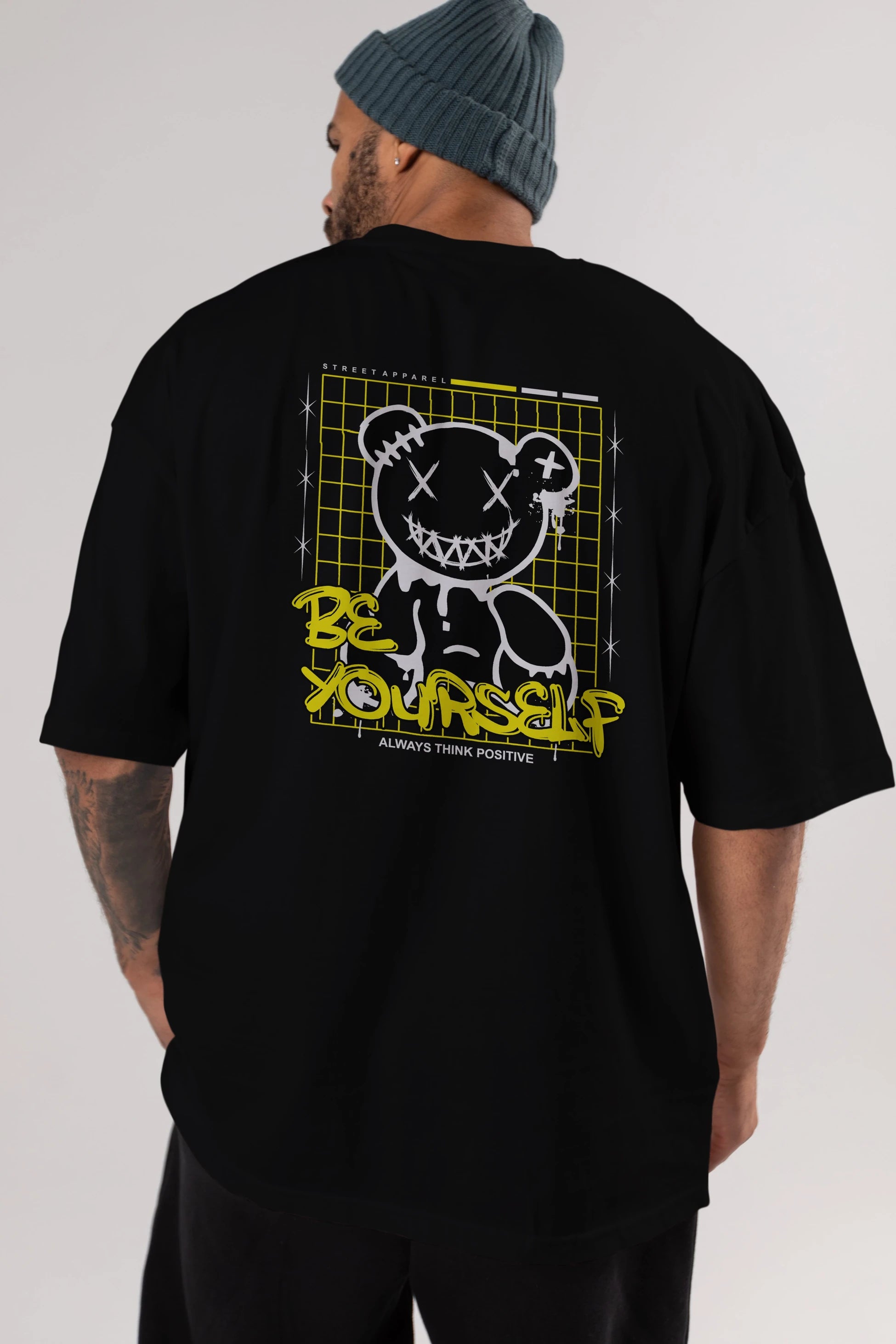 Teddy Bear Be Yourself Arka Baskılı Oversize t-shirt Erkek Kadın Unisex