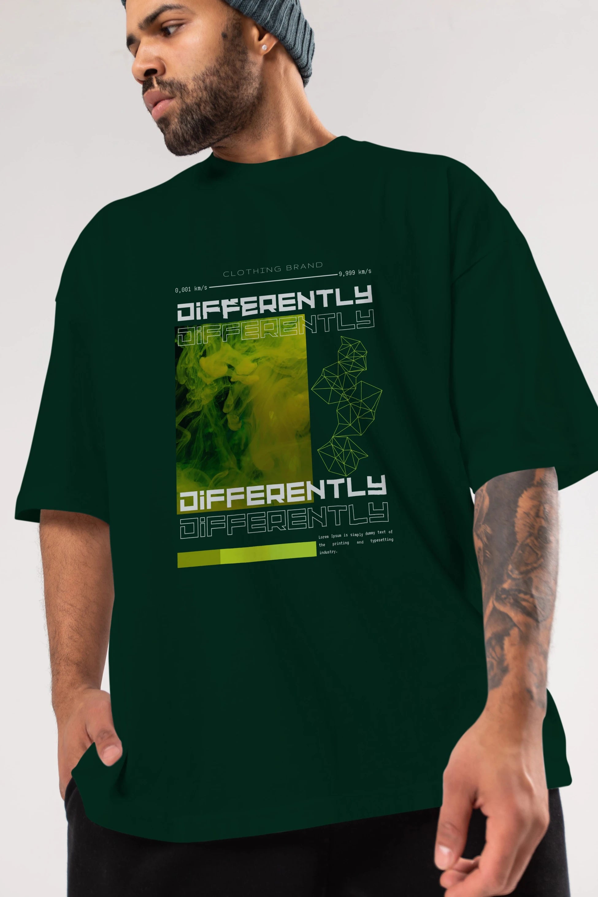 Differently Yazılı Ön Baskılı Oversize t-shirt Erkek Kadın Unisex