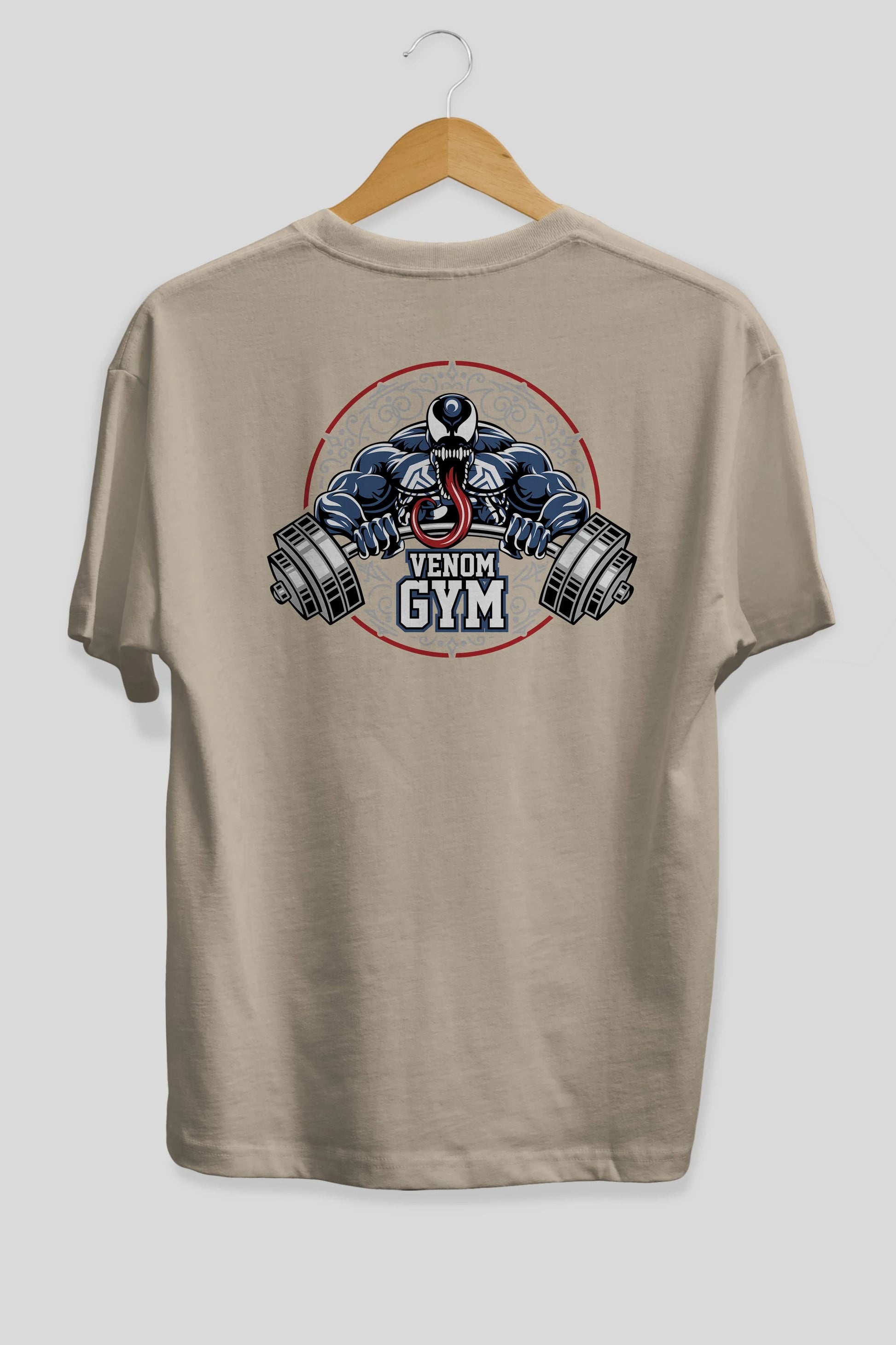 Venom GYM Arka Baskılı Oversize t-shirt Erkek Kadın Unisex %100 Pamuk Bisiklet Yaka tişort