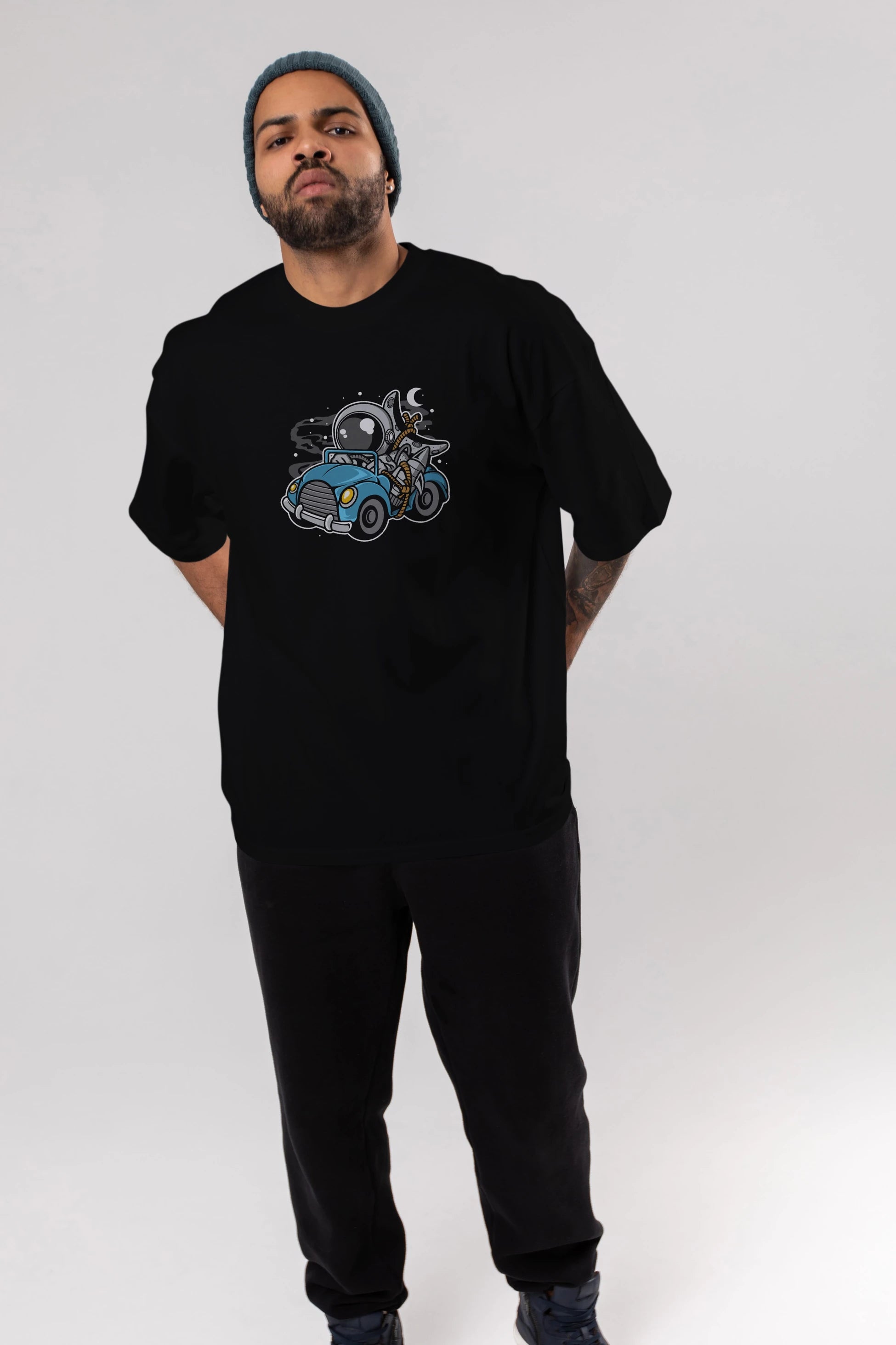 Astronaut Journey Ön Baskılı Oversize t-shirt Erkek Kadın Unisex