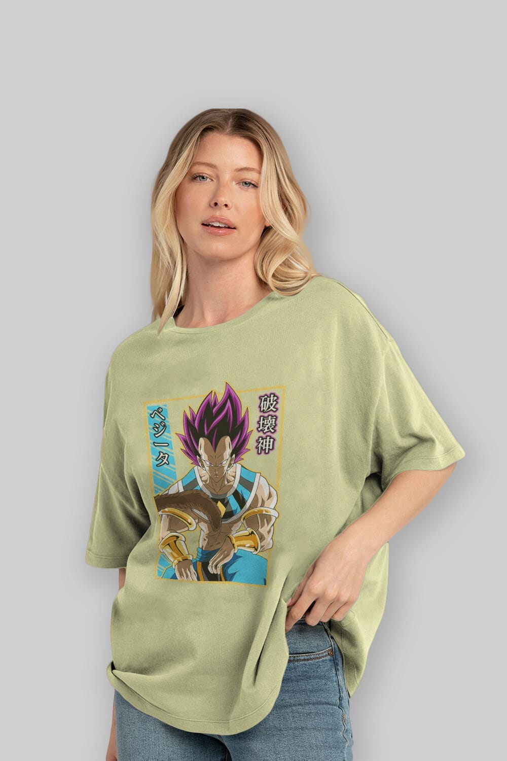 DragonBall VegetaHakaishin Anime Ön Baskılı Oversize t-shirt %100 pamuk Erkek Kadın Unisex