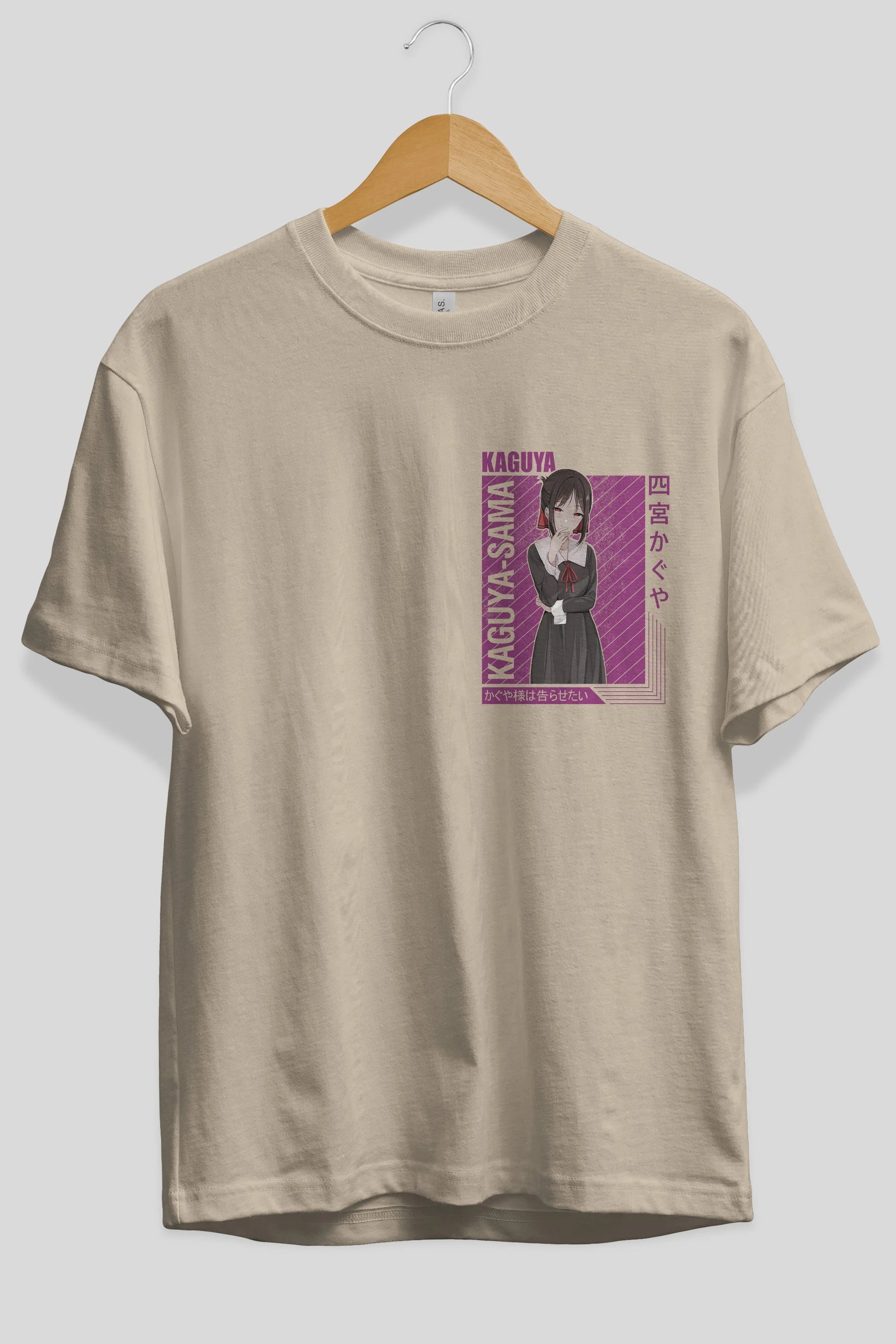 Kaguya Shinomiya 4 1 Ön Sol Baskılı Oversize t-shirt Erkek Kadın Unisex %100 Pamuk Bisiklet Yaka tişort